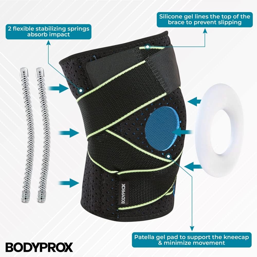 Bodyprox Knee Brace with Side Stabilizers & Patella Gel Pad Support | Knee brace for women, knee brace for men; helps support knee pain and steady daily movement.