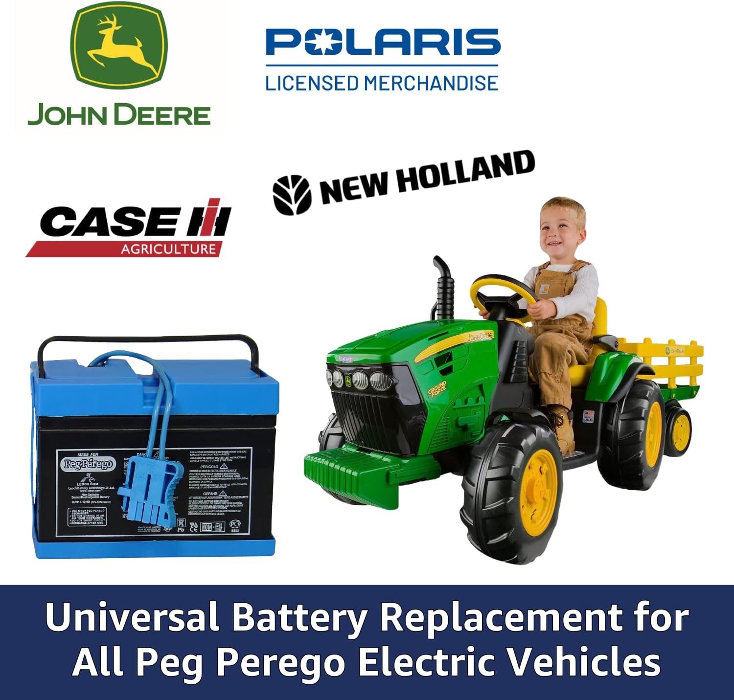 Peg Perego Official 12 Volt Replacement Battery for Ride on Toys. All Season Performance. Works with John Deere, Polaris