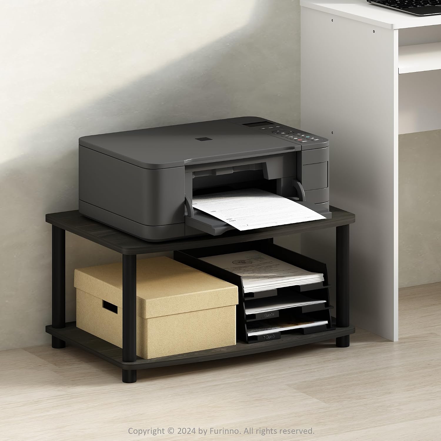Furinno Turn-S-Tube No Tools 3-Tier Entertainment TV Stands, Dark Cherry and Black
