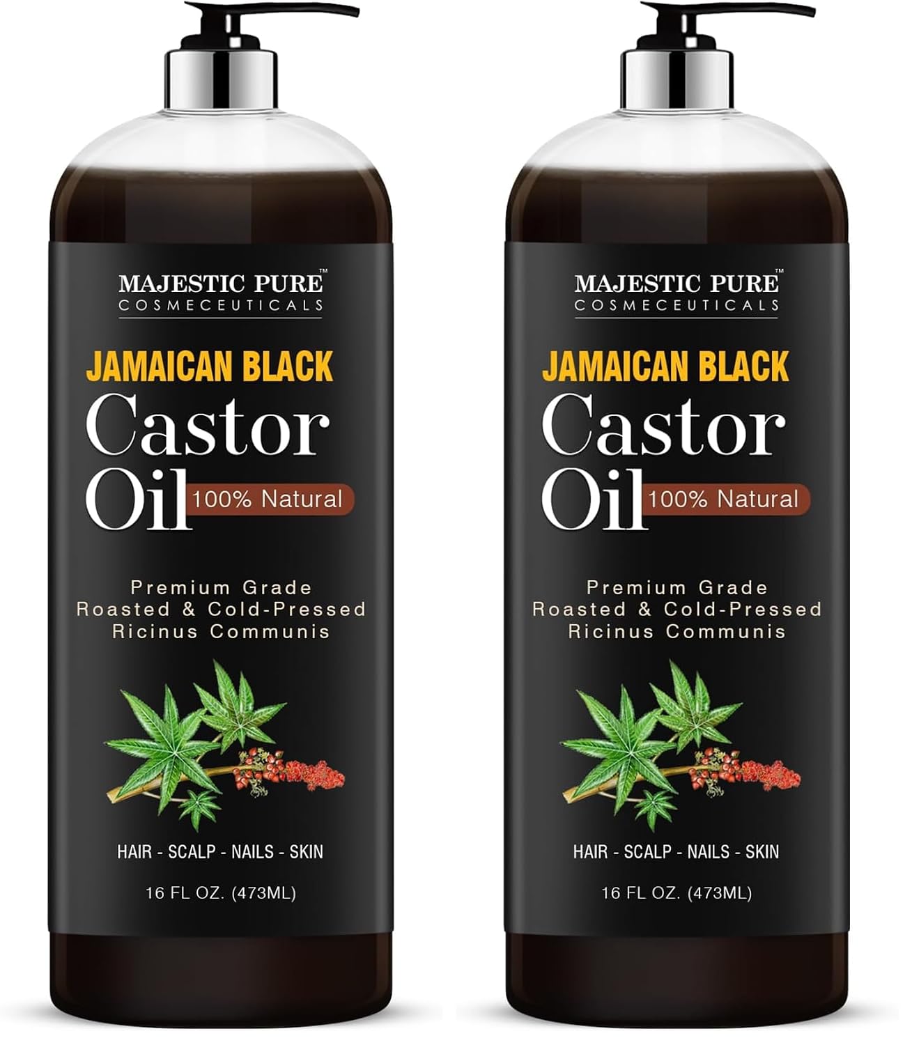 Majestic Pure Jamaican Black Castor Oil, 100% Natural Oil - 16 Fl Oz