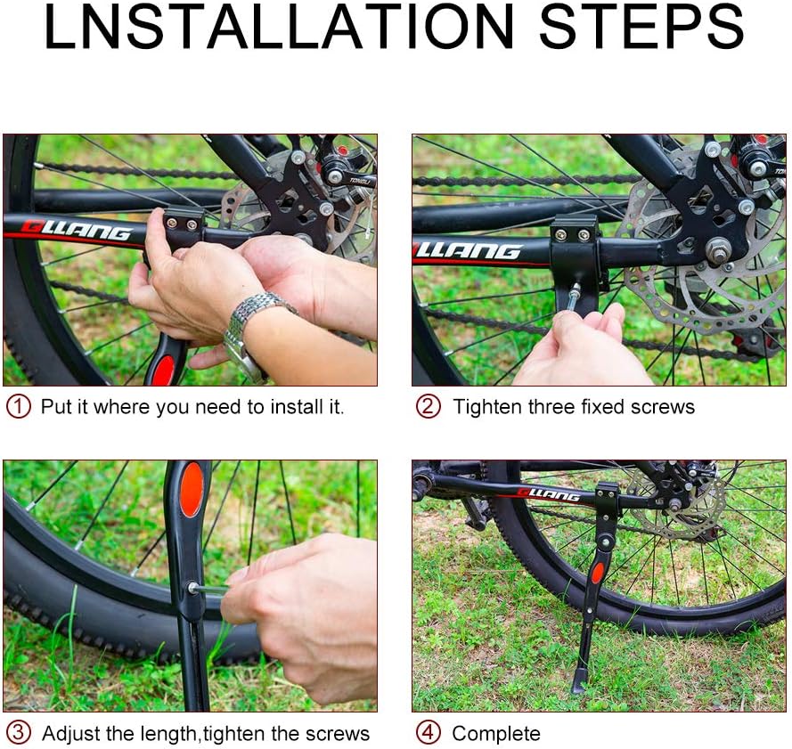 UHACKER Adjustable Bike Kickstand Aluminum Rear Side Bicycle Stand for Bike 22"-26"