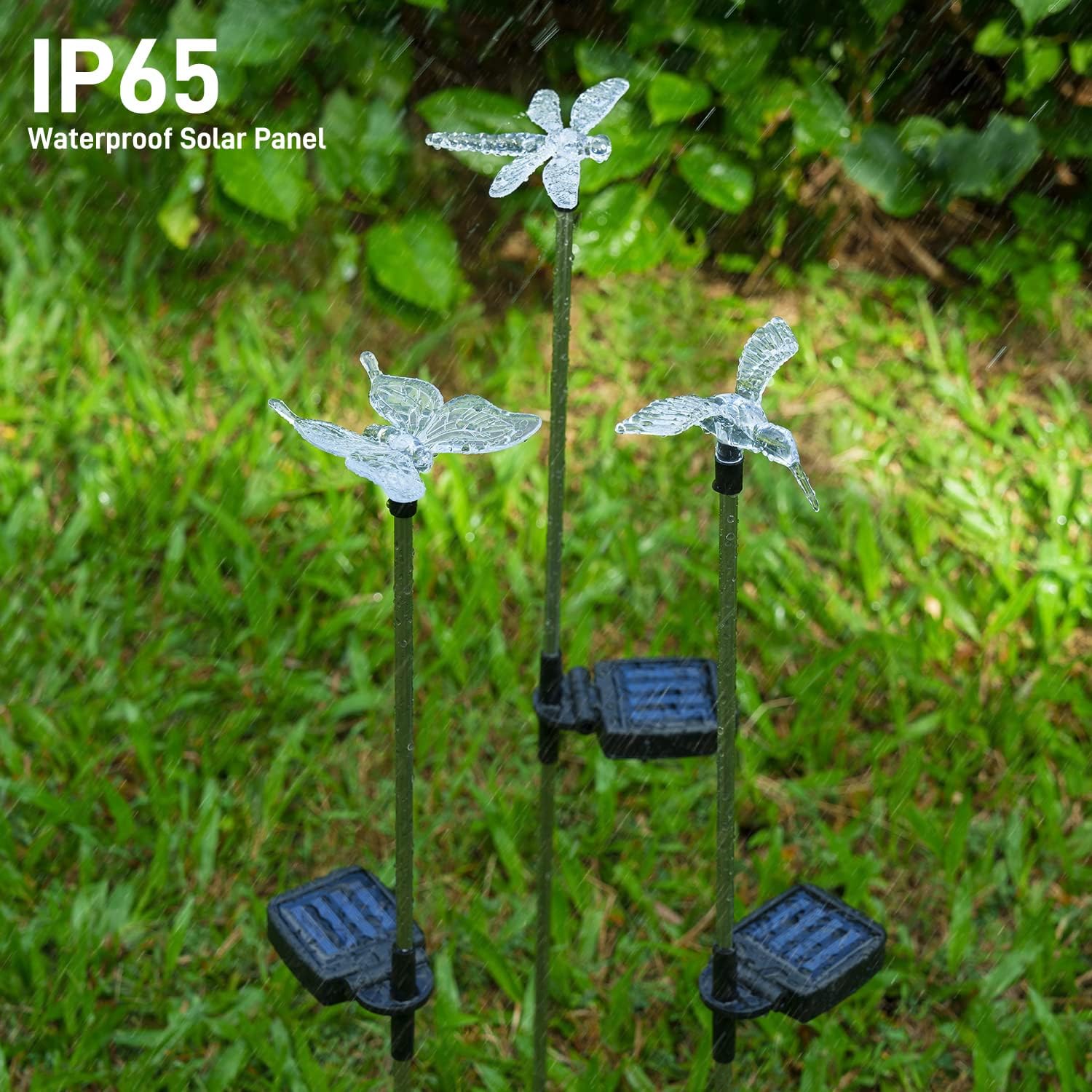 OxyLED Solar Garden Stake Light 6 Pack Outdoor Figurine Lighting Waterproof | Color Changing Solar Hummingbird Lights Butterfly Dragonfly for Patio