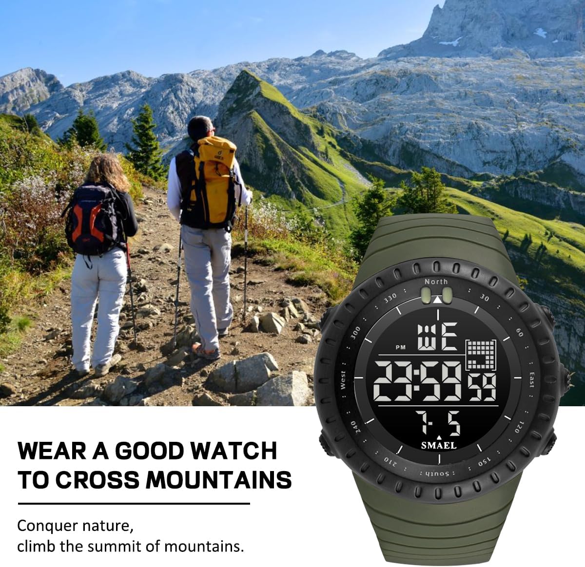 L LAVAREDO Mens Digital Watch Sports Military Watches Waterproof Outdoor Chronograph Wrist Watches for Men with LED Back Ligh/Alarm/Date