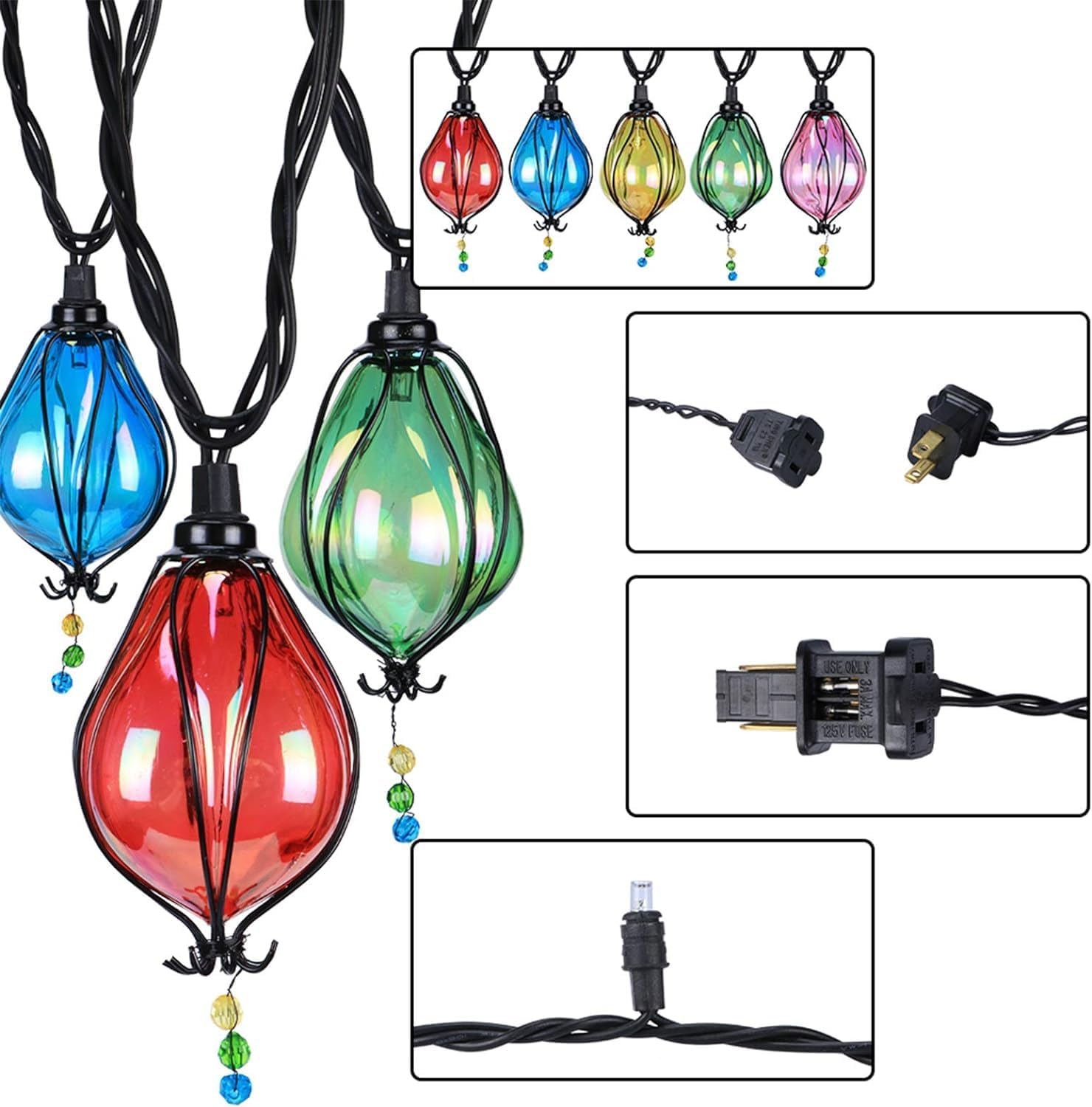 Vigdur Pineapple String Lights, 10FT Multicolor Patio Lights Outdoor