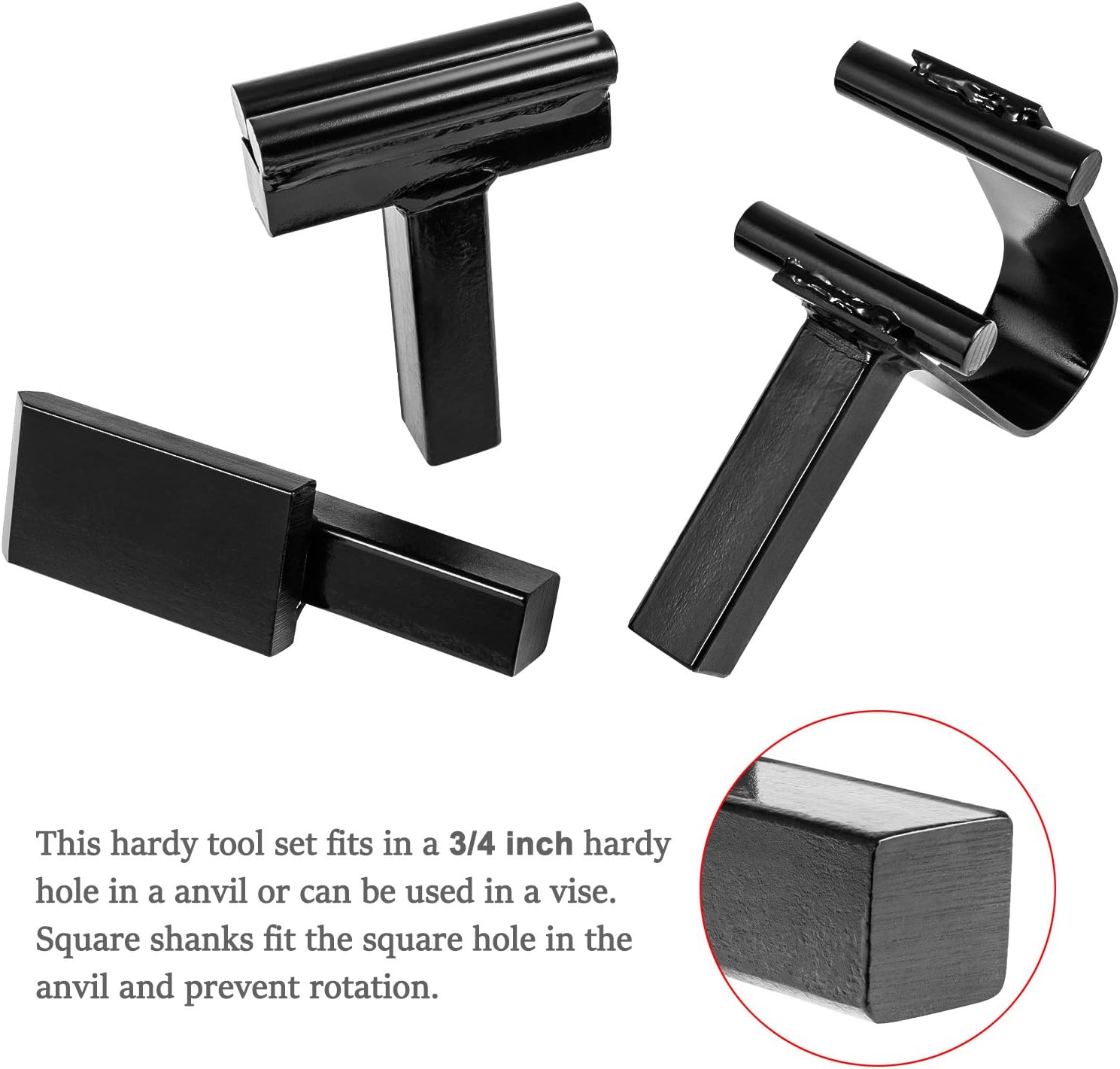 Blacksmith Anvil Forge Hardy Tool 3/4" Hot Cut Creasing Stake Spring Fuller Tool Set (3Pcs)