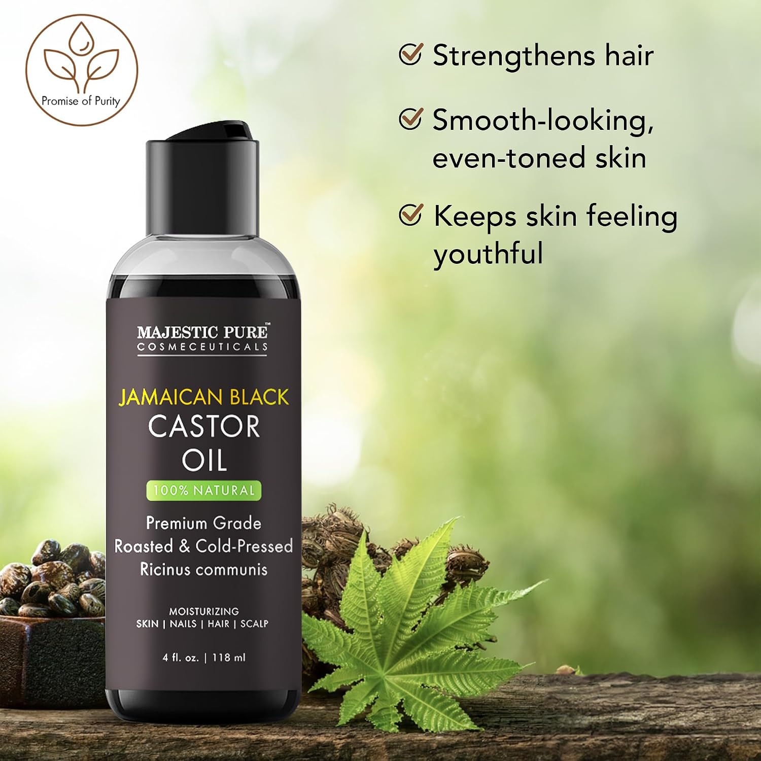 Majestic Pure Jamaican Black Castor Oil, 100% Natural Oil - 16 Fl Oz