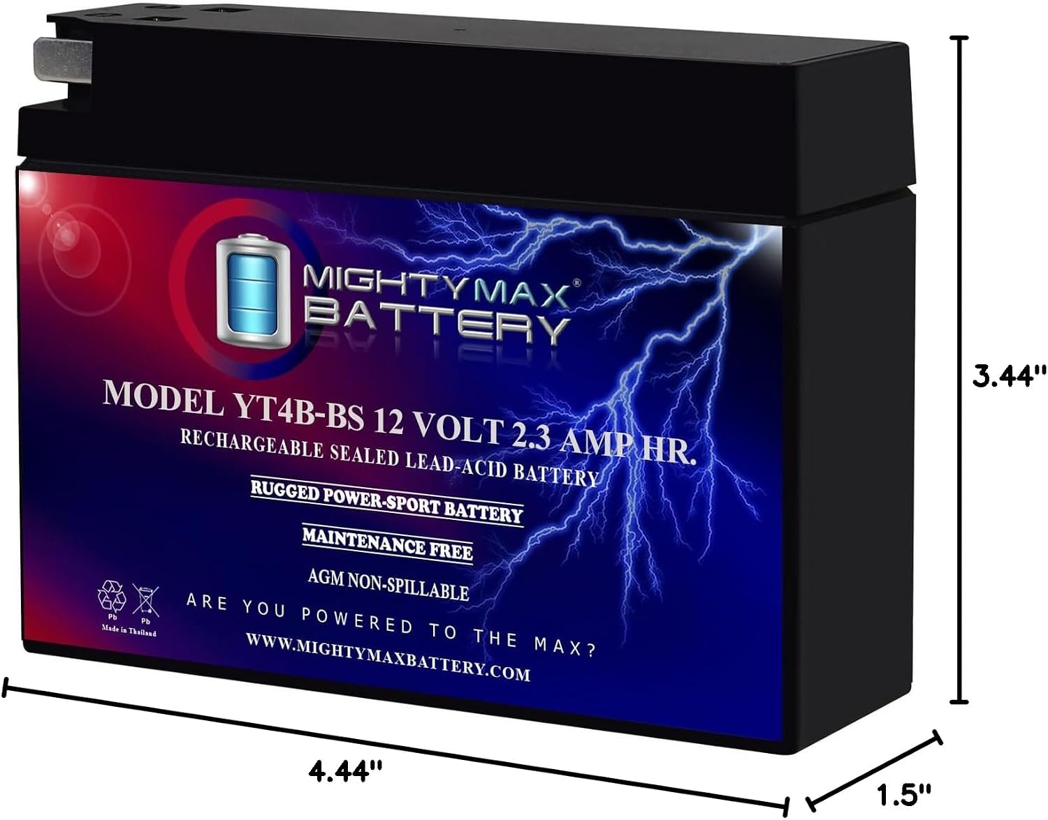 Mighty Max Battery YTZ12S -12 Volt 11 AH, 210 CCA, Rechargeable Maintenance Free SLA AGM Motorcycle Battery