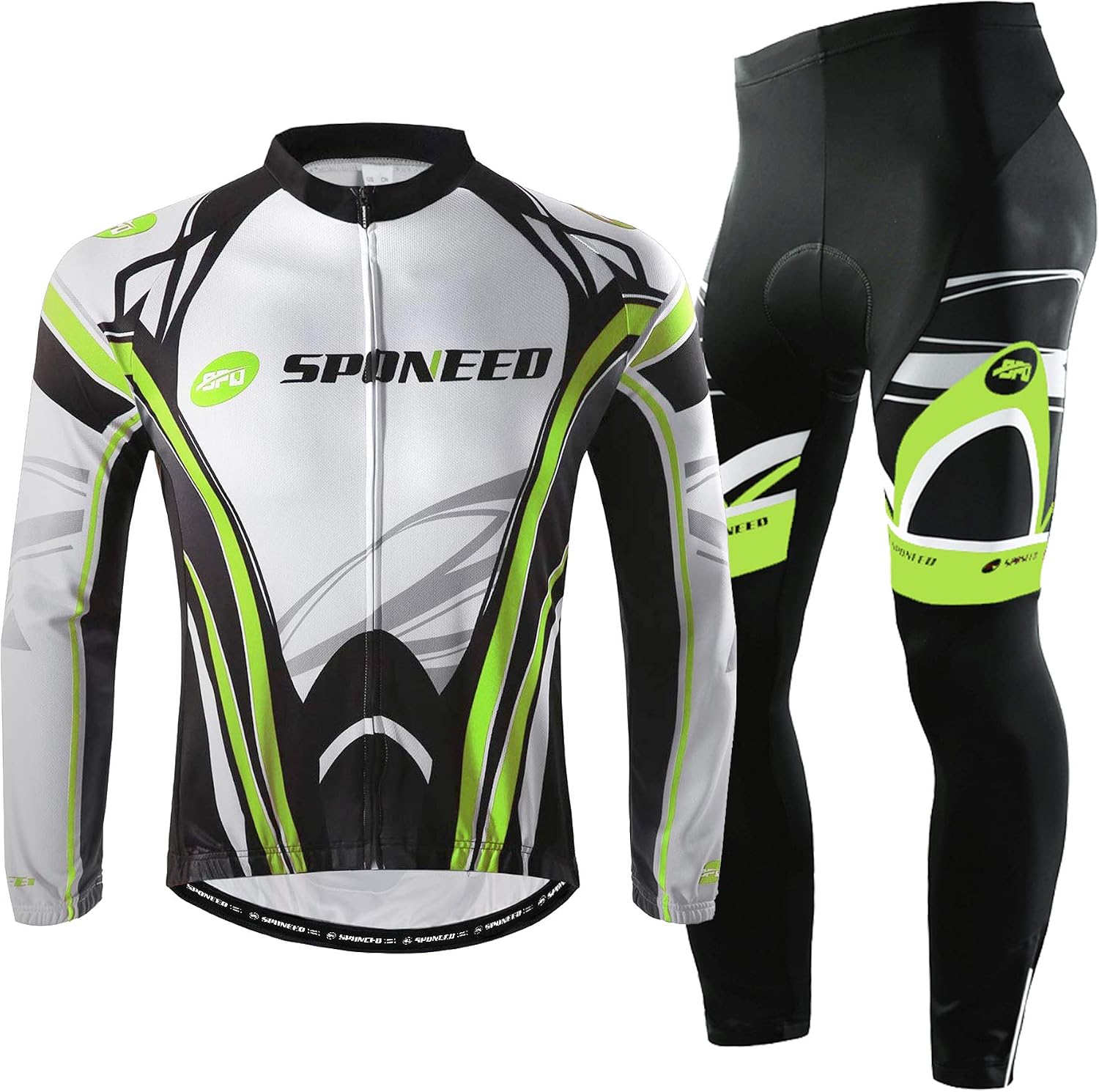 sponeed Cycling Clothes for Men Long Sleeve Mountain Bike Road Bicycle Shirt Jerseys Padded Pants Biking Outfits