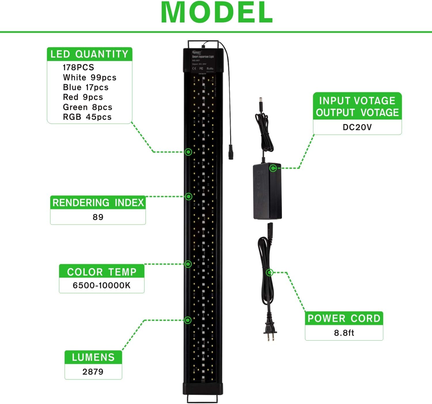 hygger Aquarium Programmable LED Light, for 30~36in Long Full Spectrum Plant Fish Tank Light with LCD Setting Display, 7 Colors