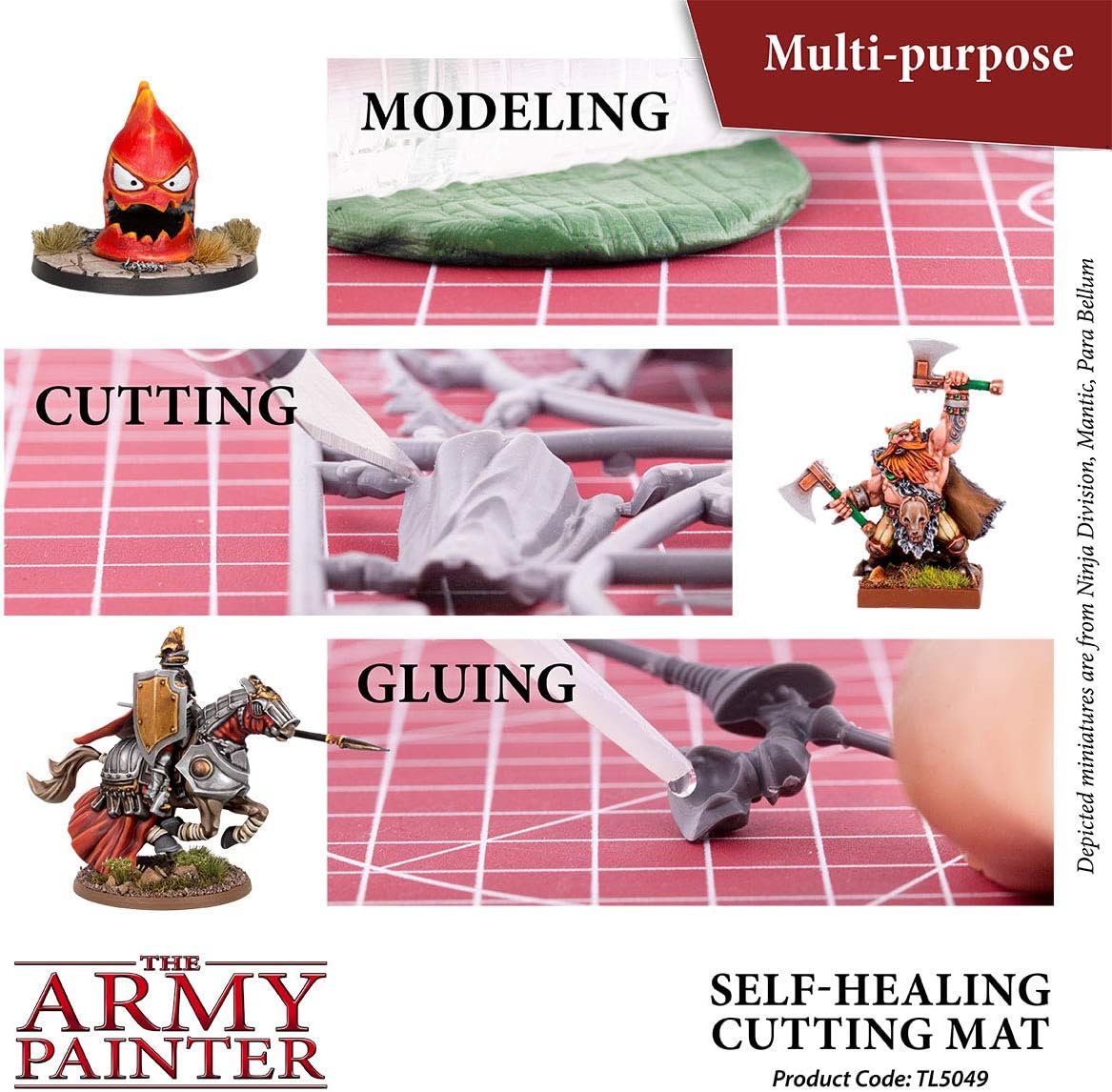 The Army Painter, Self-Healing Cutting Mat, Double Sided PVC Non-Slip, A4 | 3-Ply Gridded Miniature and Model Cutting Board, A4, Tabletop Roleplaying
