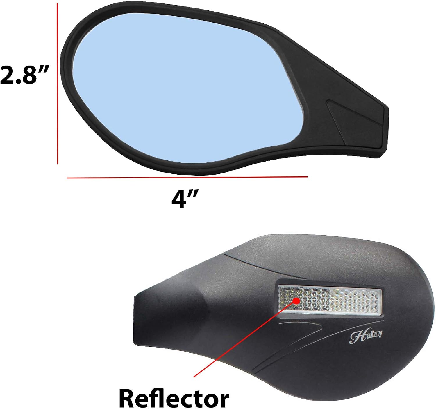 Hafny New Handlebar Bike Mirror, HD,Blast-Resistant, Glass Lens, Reflector (HF-M903LS-FR05 (Bar End Fitting Left Side, Silver Glass))