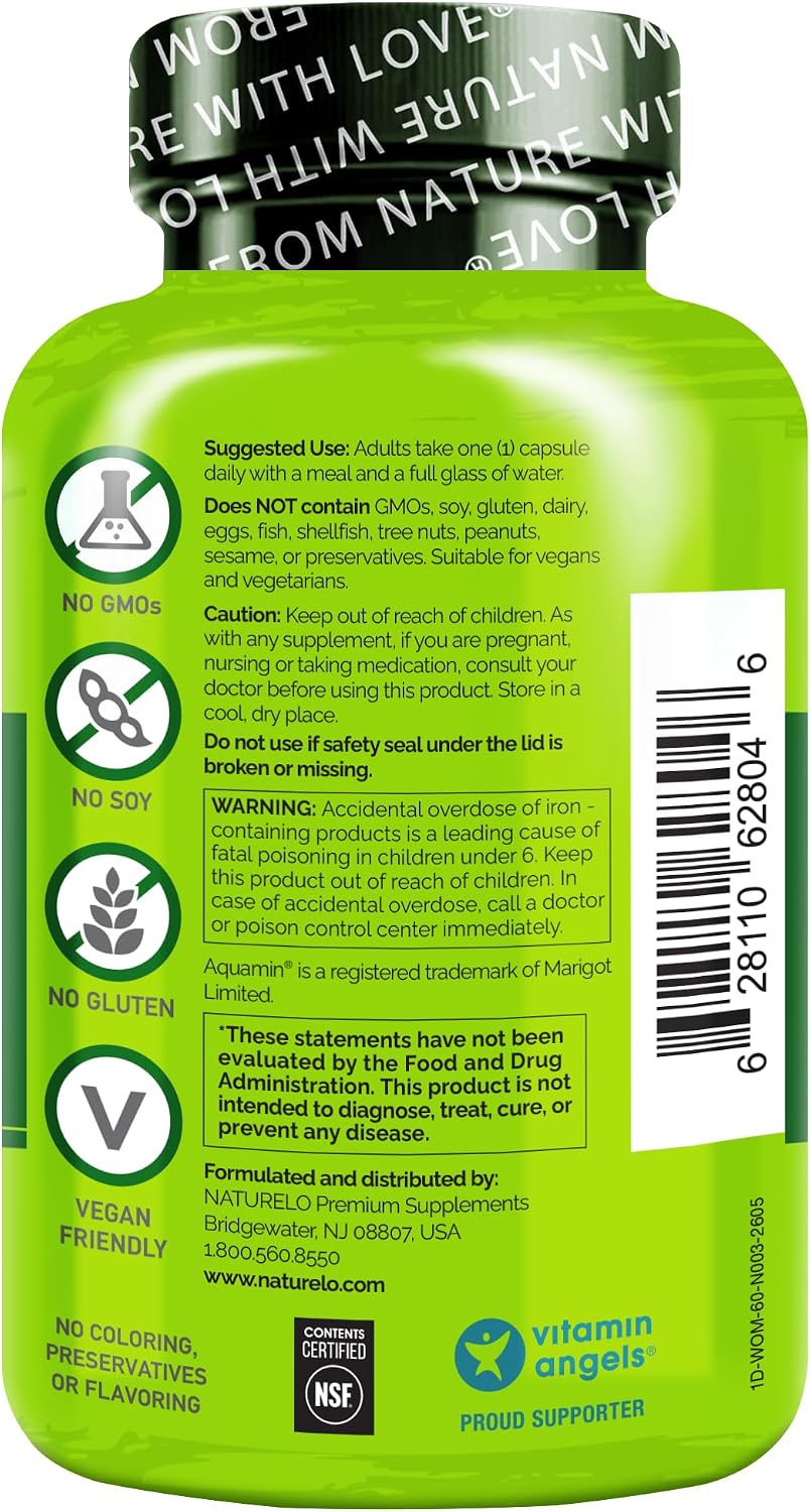 NATURELO One Daily Multivitamin for Women w/Vitamin B12, 60 Ct, Energy Support, Whole Food Daily Women Multivitamin Supplement, Nourish Hair/Skin/Nail, Non-GMO, No Soy, Gluten Free, 2 Month Supply | Energy Support, Whole Food Daily Women Multivitamin Sup…
