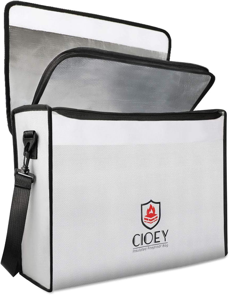 Fireproof Document Bag - Fireproof Box [Thermal Insulated] Fireproof Safety Boxes for Home Large Fireproof Bag Lockable Zipper Fireproof Safe Box