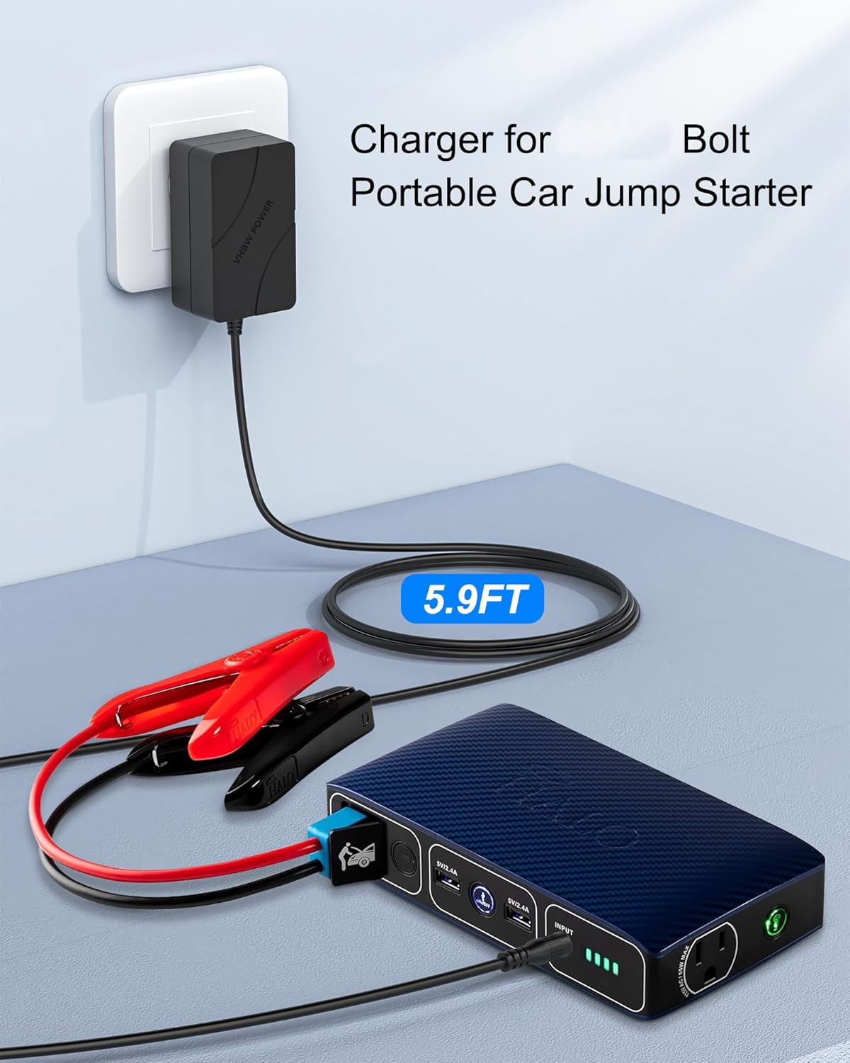 VHBW 14V Charger for Halo Bolt 58830 57720, 126510 Power Adapter | charger replacement cord for Halo 58830 and 57720 jump starters