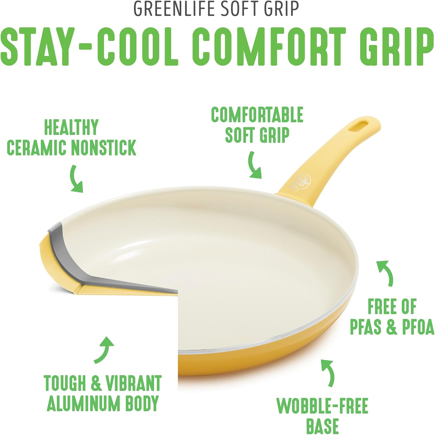 GreenLife Soft Grip Healthy Ceramic Nonstick, 15 Piece Cookware Pots and Pans Set, Induction, PFAS-Free, Dishwasher Safe, Turquoise