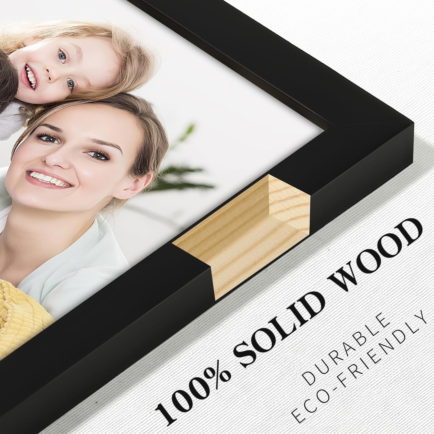 Picture Frames 8x8 2 Pack Made of Solid Wood Black for Wall Mounting and Tabletop Display