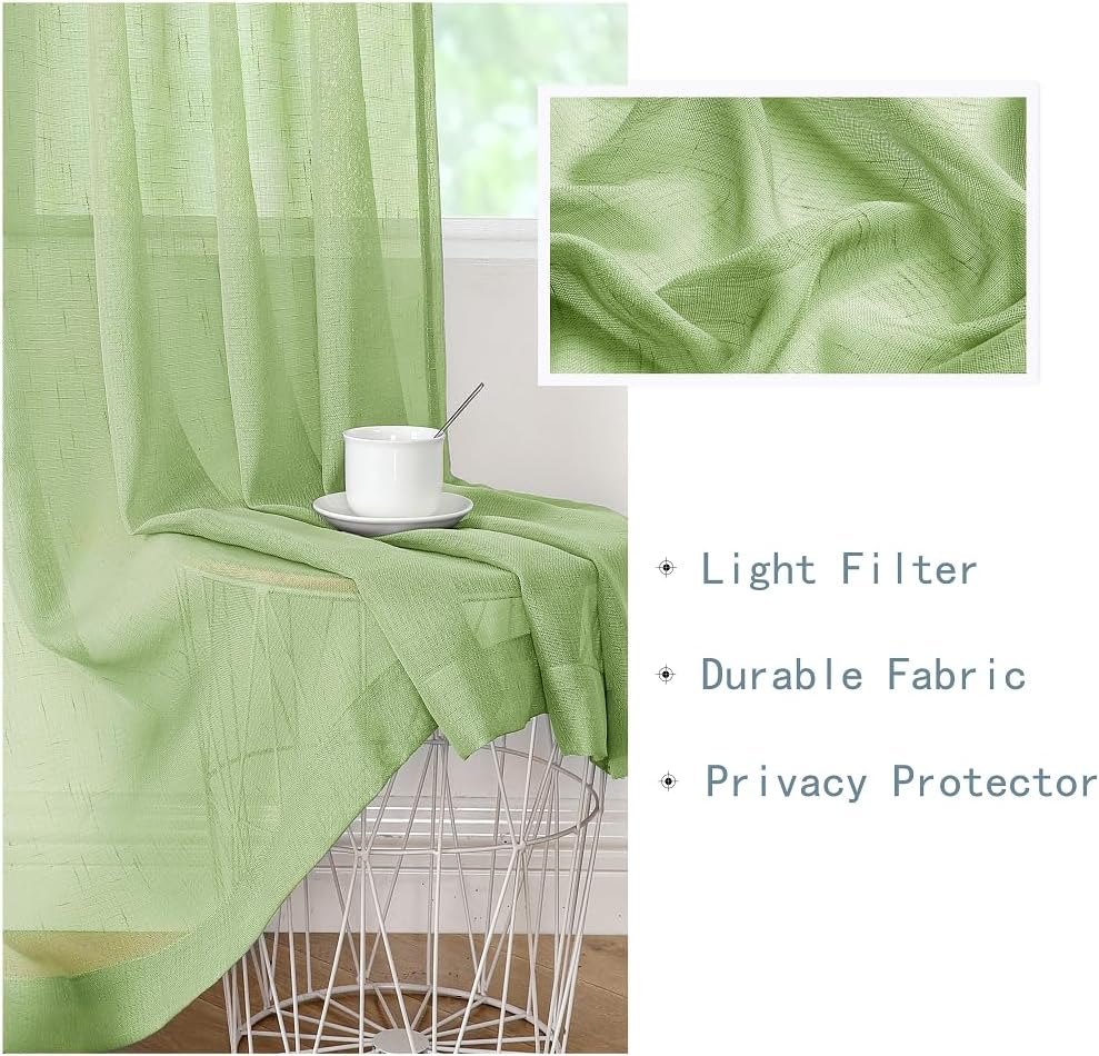 Randall Off White Sheer Open Weave Curtain for Living Room 2 Panels,72"