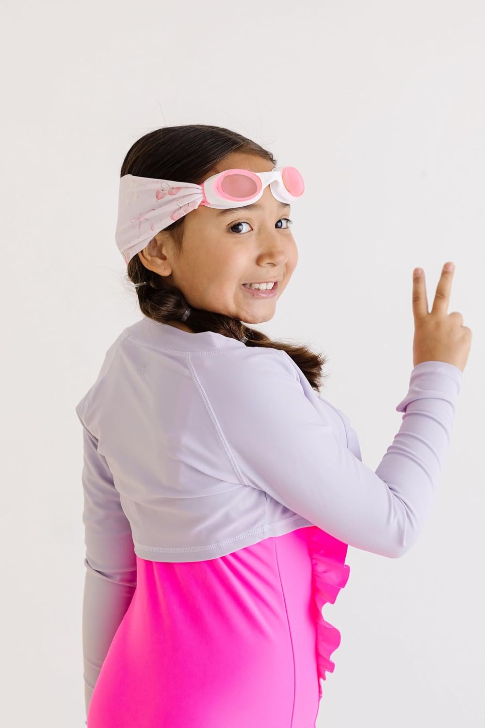 Splash Place SWIM GOGGLES with Fabric Strap - Adult & Kids Swim Goggles - PINKS & PURPLES