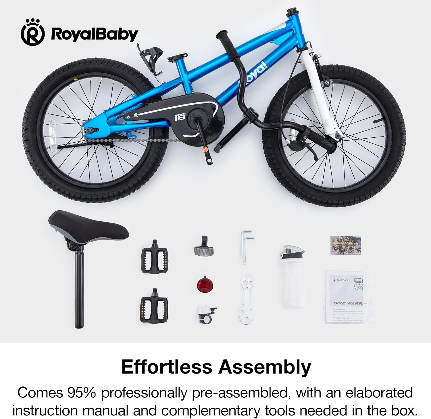 RoyalBaby Freestyle Kids Bike 12 14 16 Inch with Training Wheels, 18 Inch with Kickstand, Bicycle for Ages 3-10 Years Boys Girls