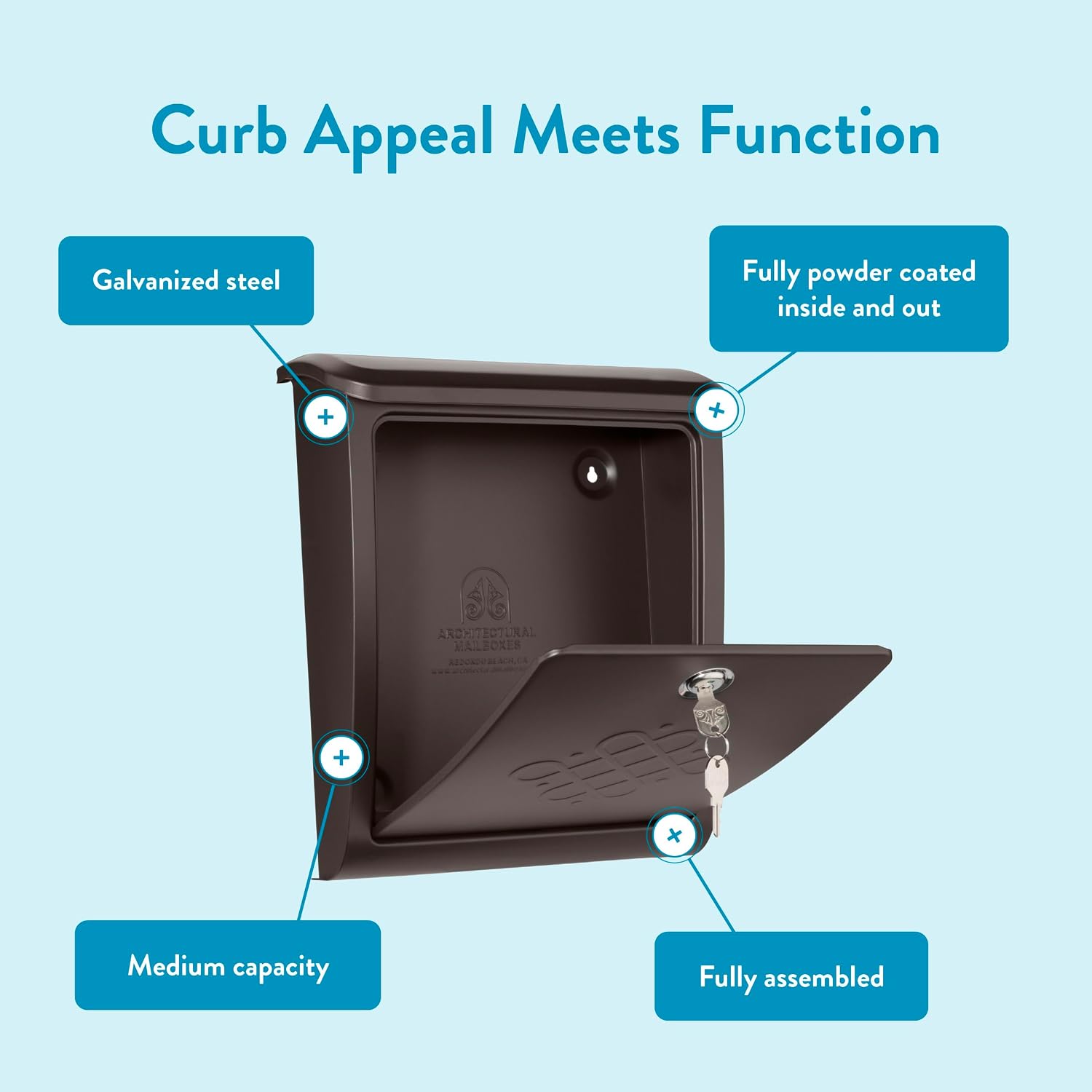 Architectural Mailboxes Bordeaux™ Locking, Wall-Mounted Mailbox for Outside