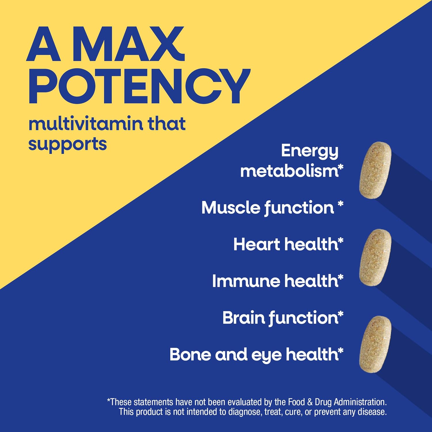 Nature's Way Alive! Men’s Max3 Potency Daily Multivitamin, 90 Tablets | High Potency Multivitamin for Men with B-Vitamins for Cellular Energy*, Supports Heart, Muscle and Eye Health*
