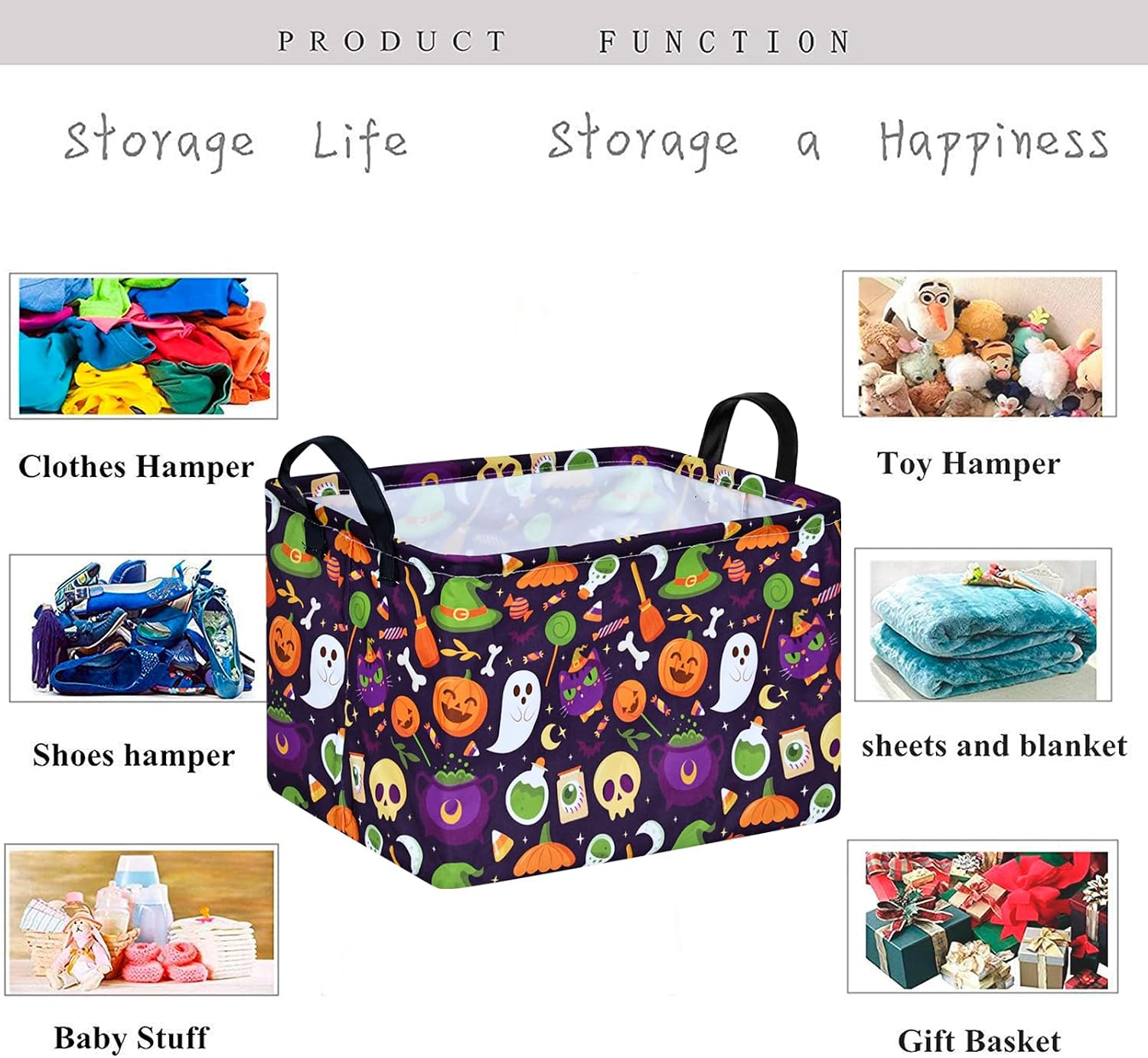 Kid Storage Basket Gift Shelf Basket Toy Storage Bin, Nursery Basket Organizer Box for Children Room Deco With Handles (Grey deer)