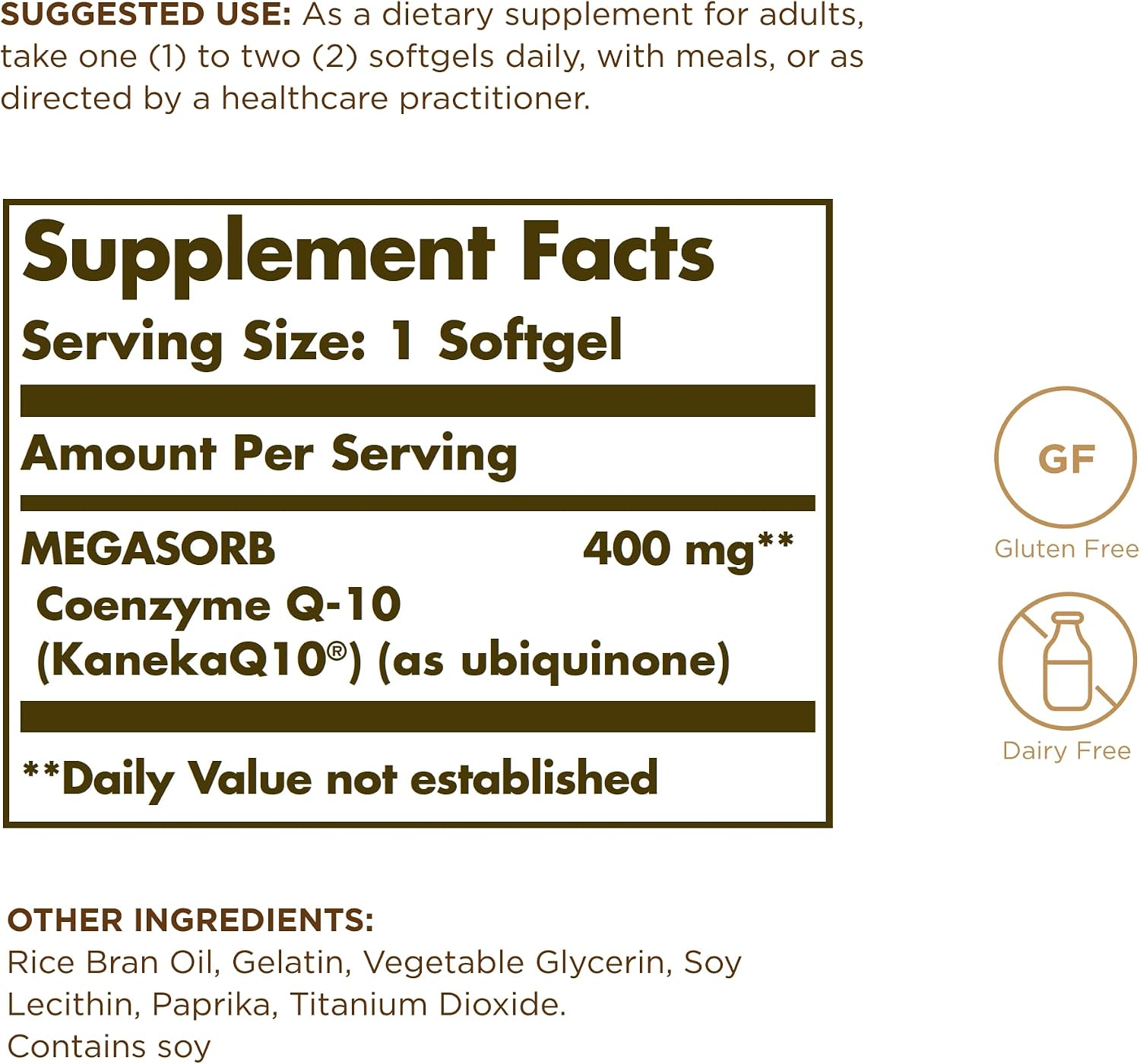 Solgar Megasorb CoQ-10 400 mg, 60 Softgels - Supports Brain Function | Coenzyme Q10 Supplement, Enhanced Absorption, Non-GMO, Gluten Free, Dairy Free - 60 Servings