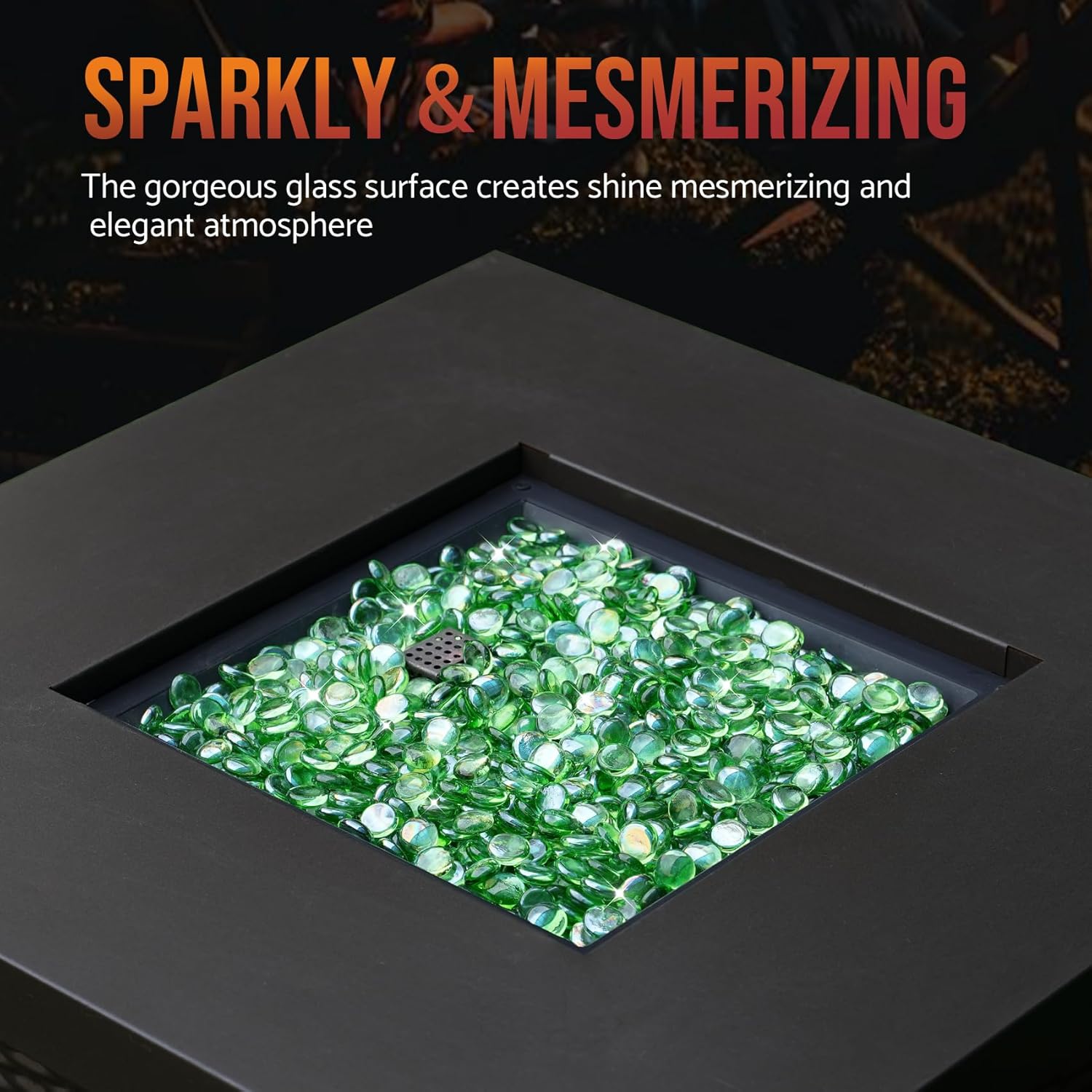 Skyflame 10-Pound Fire Glass Beads for Fire Pit Fireplace, Onyx Black