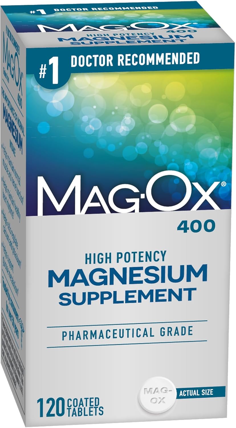 Mag-Ox Magnesium Supplement, Pharmaceutical Grade Magnesium Oxide 483mg, Most Concentrated Form of Magnesium, 120 Tablets