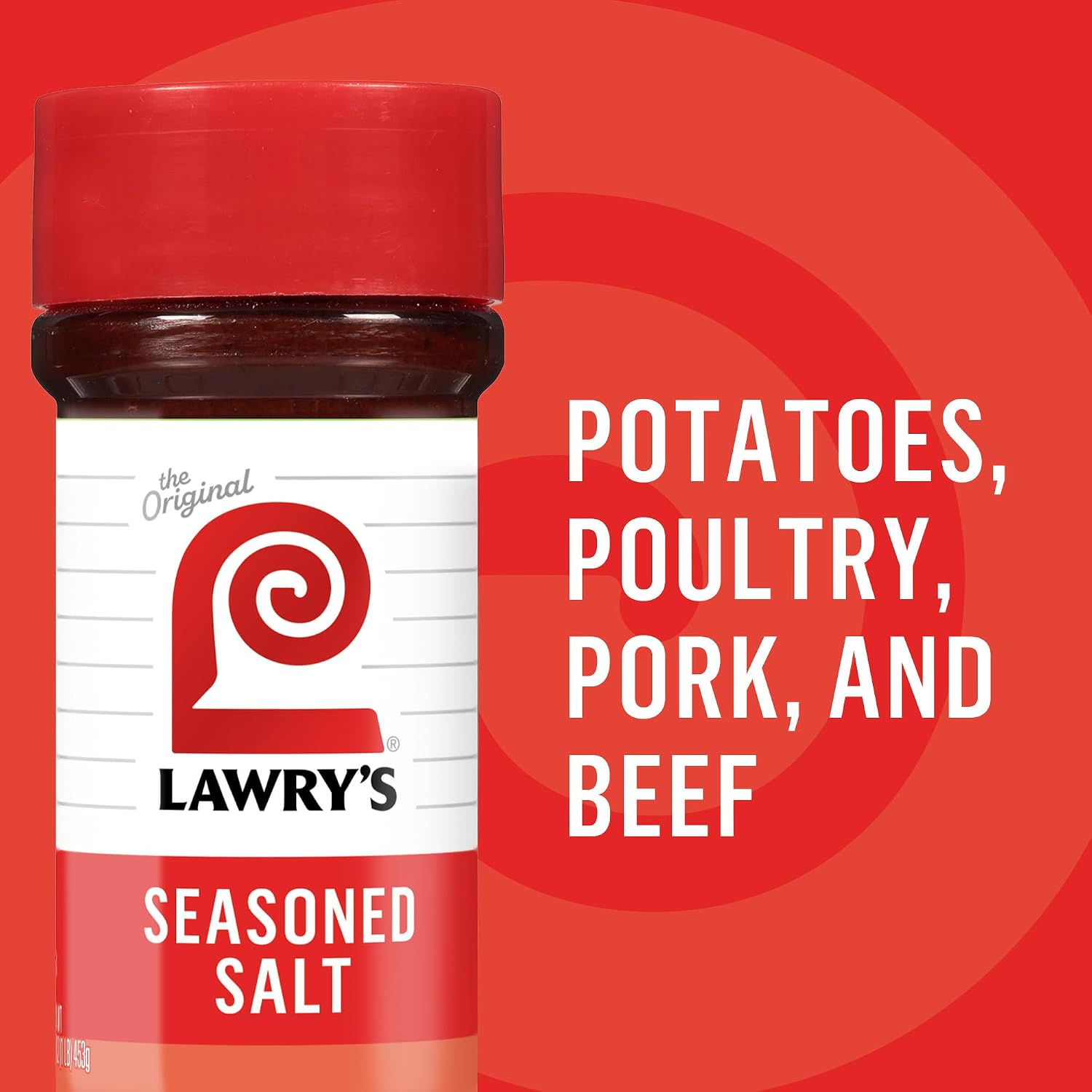 Lawry’s Seasoned Salt, No MSG Added, Kosher Certified, Staple, Versatile, All-Purpose Seasoning to Shake on Beef, Pork, or Poultry, 16 oz