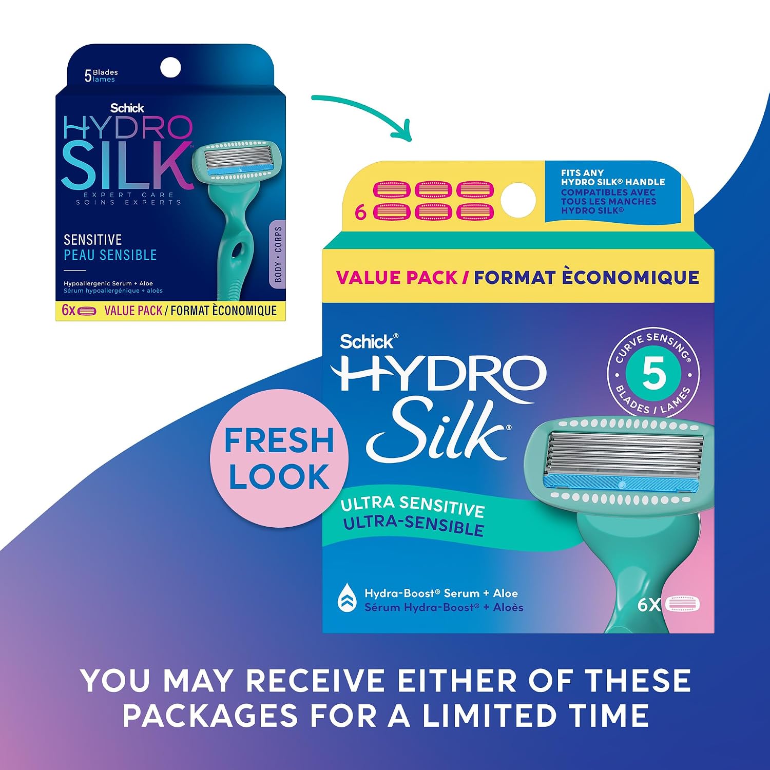 Schick Hydro Silk Ultra Sensitive Womens Razor Refills, 4ct | Razor Blades Refills, Womens Razors for Shaving, 5 Blade Razors for Women Sensitive Skin, Schick Hydro Silk Refill, 4ct