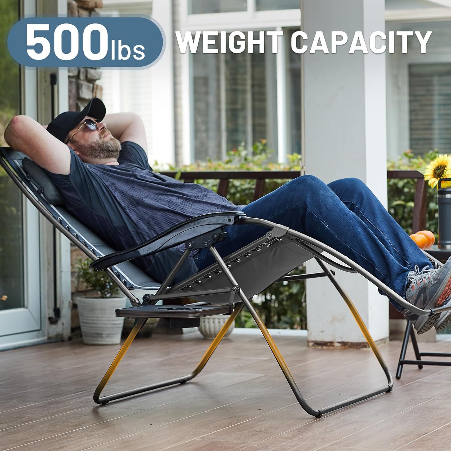TIMBER RIDGE XXL Oversized Zero Gravity Chair, 33" Wide, 500 lb, Gray