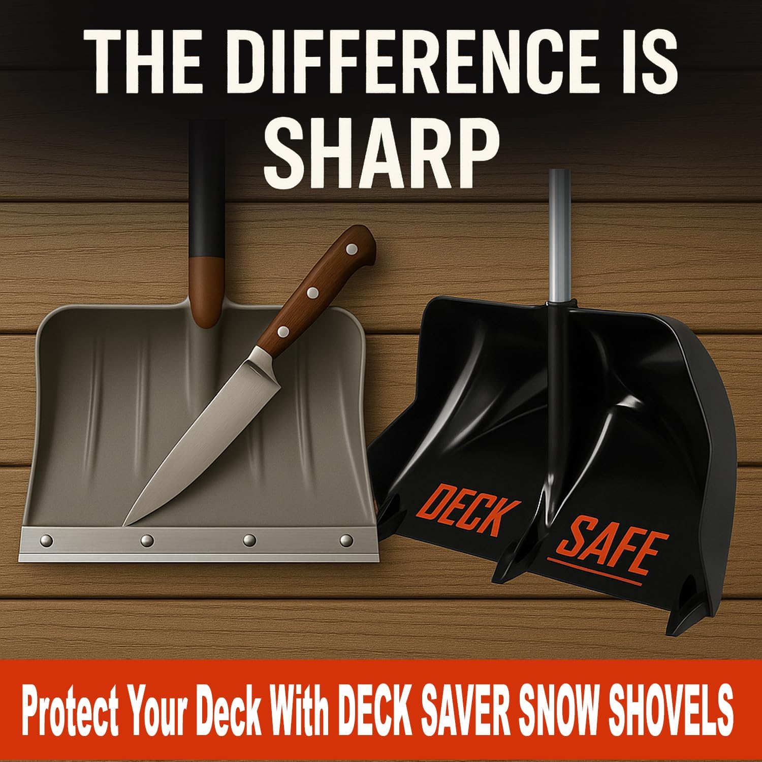 Snow Shovel for Decks & Driveways – Deck Saver™ Crack Jumper 24" Snow Shovel, Won’t Damage Decks