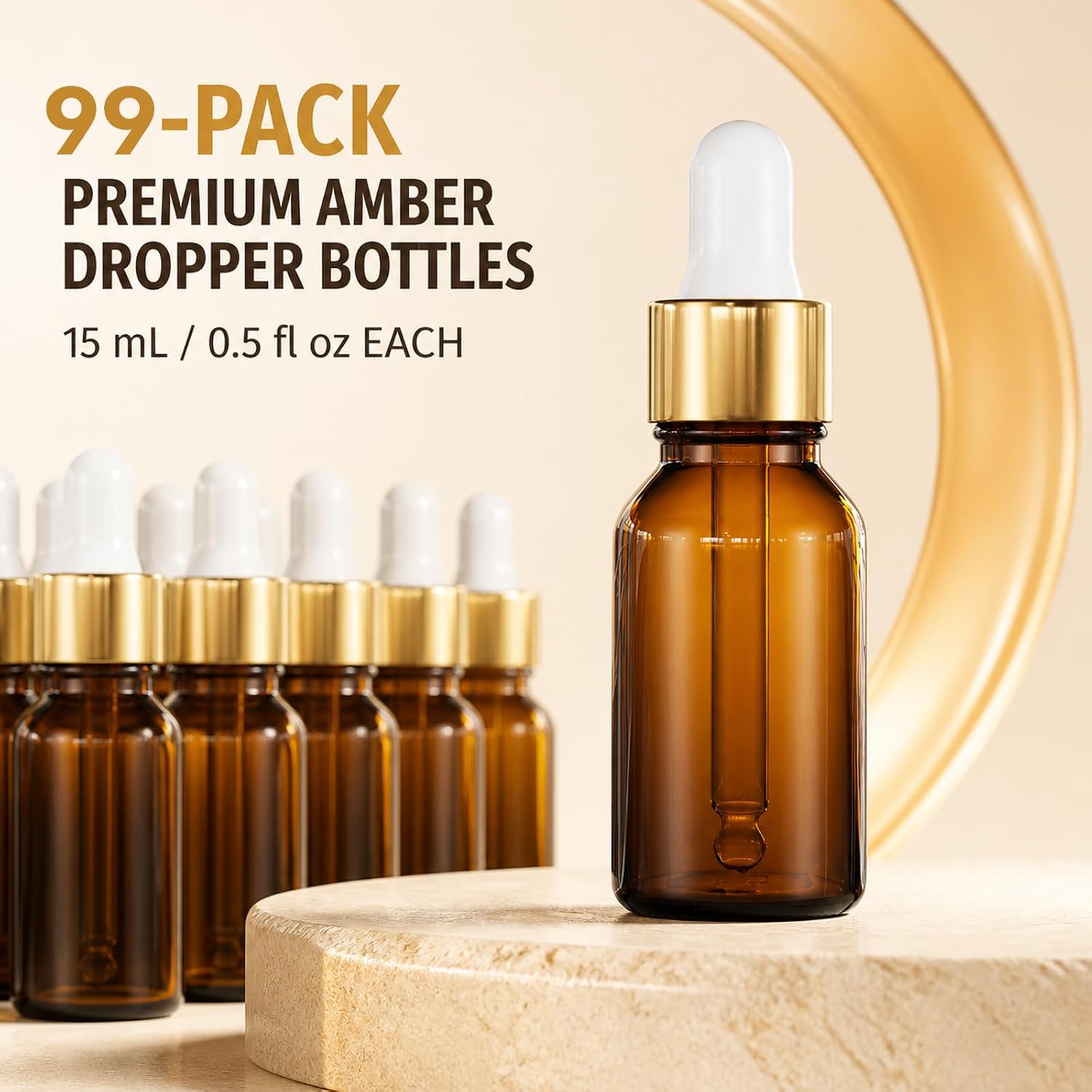 PrettyCare Glass Eye Dropper Bottles 99 Pack