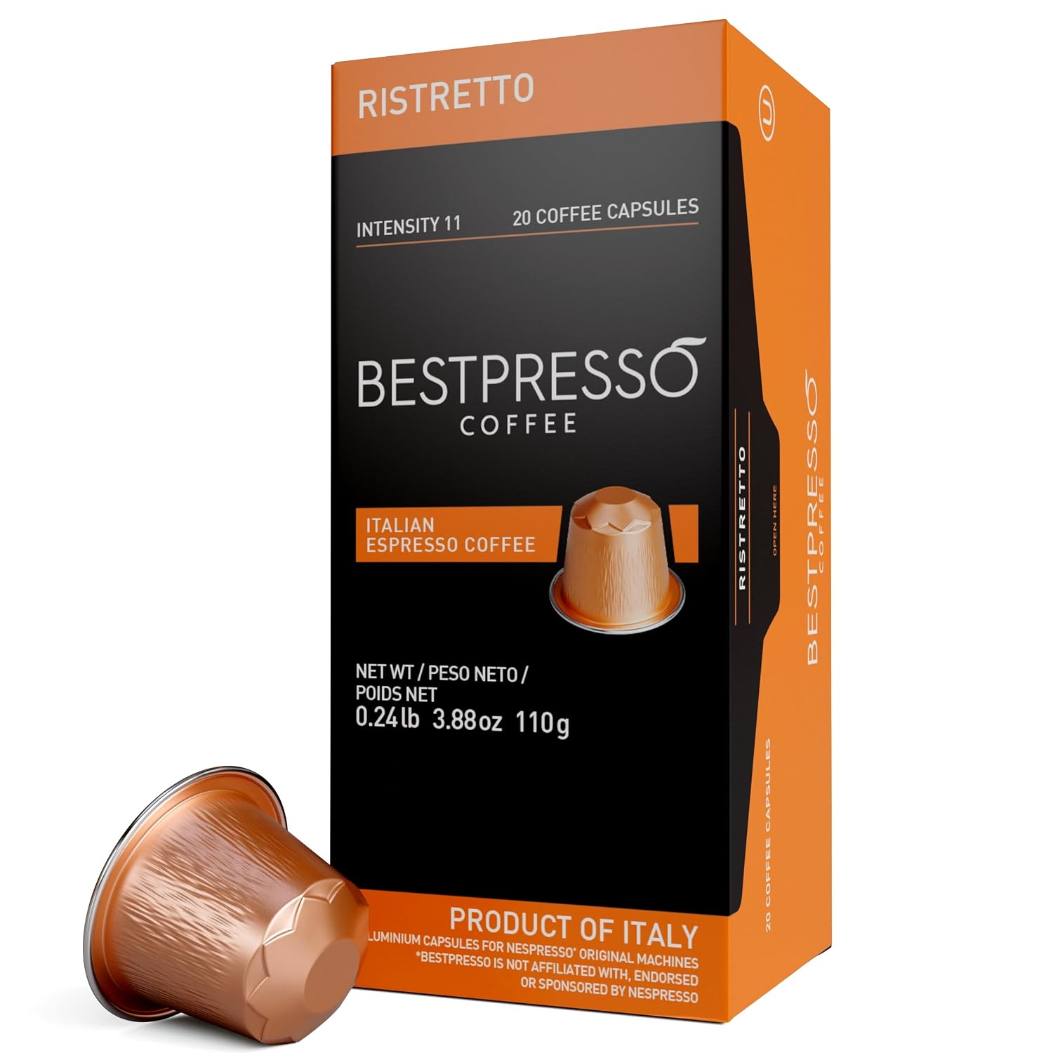 Bestpresso Coffee for Nespresso Original Machine 120 pods Certified Genuine Espresso Flavored Pack Vanilla Pods Compatible with Nespresso Original
