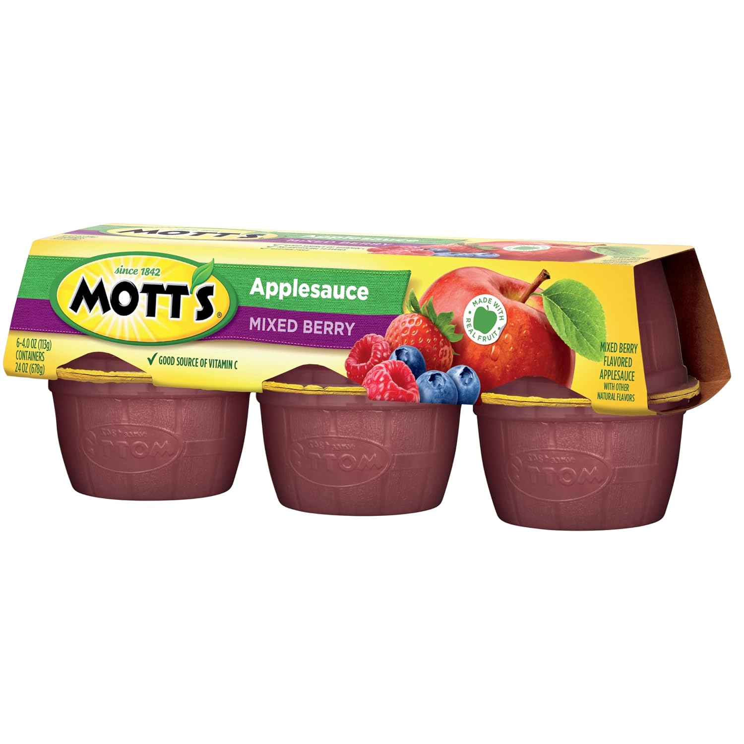 Mott's Applesauce, 4 Oz Cups, 36 Count, No Artificial Flavors, Good Source of Vitamin C, Nutritious Option for The Whole Family