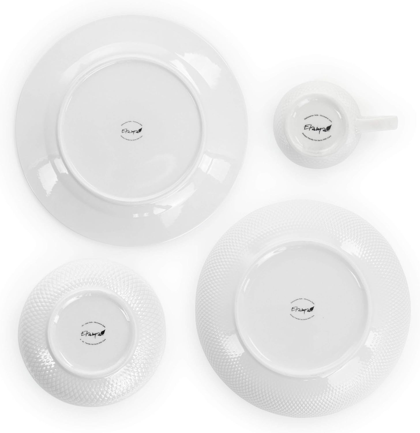 Elama White Porcelain Dish Dinnerware Set, 18 Piece, Newman