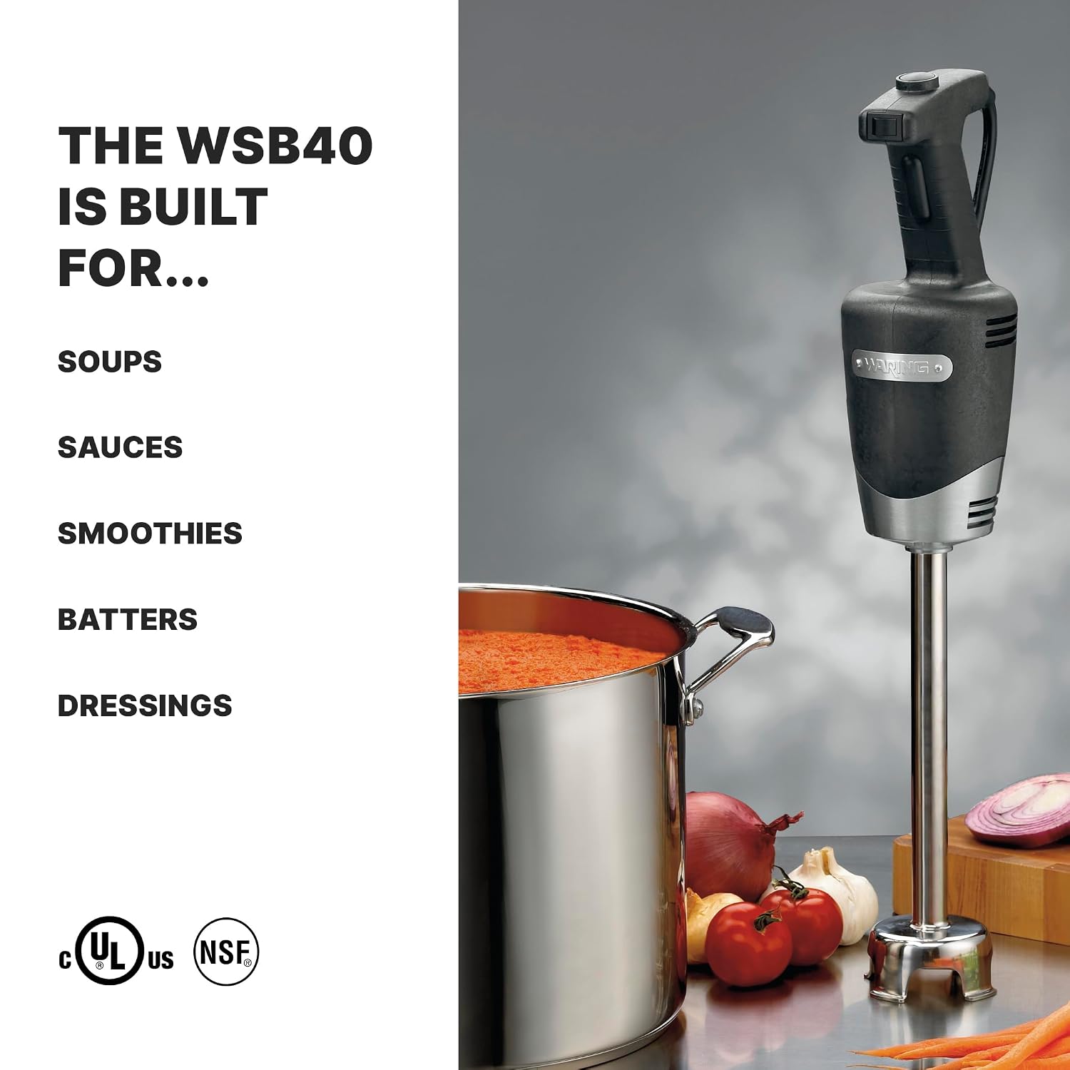 Waring (WSB40) 10" Medium-Duty Quik Stik Plus Immersion Blender,Black/Silver