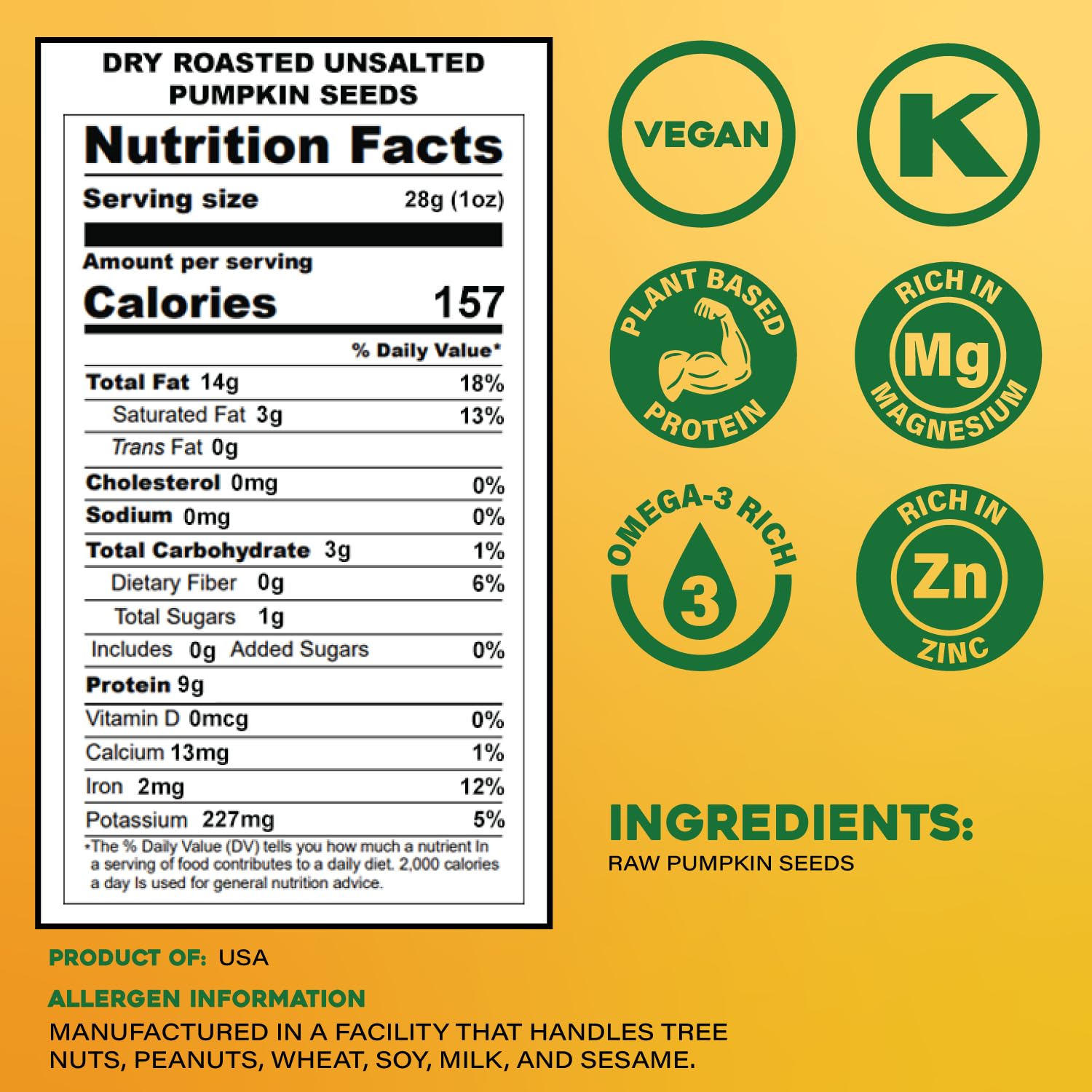 Sunbest Natural Dry Roasted Pumpkin Seeds – 2 lb Bulk Bag – Unsalted Shelled Pepitas – Nutrient-Rich & Ready to Eat – Non-GMO, Vegan