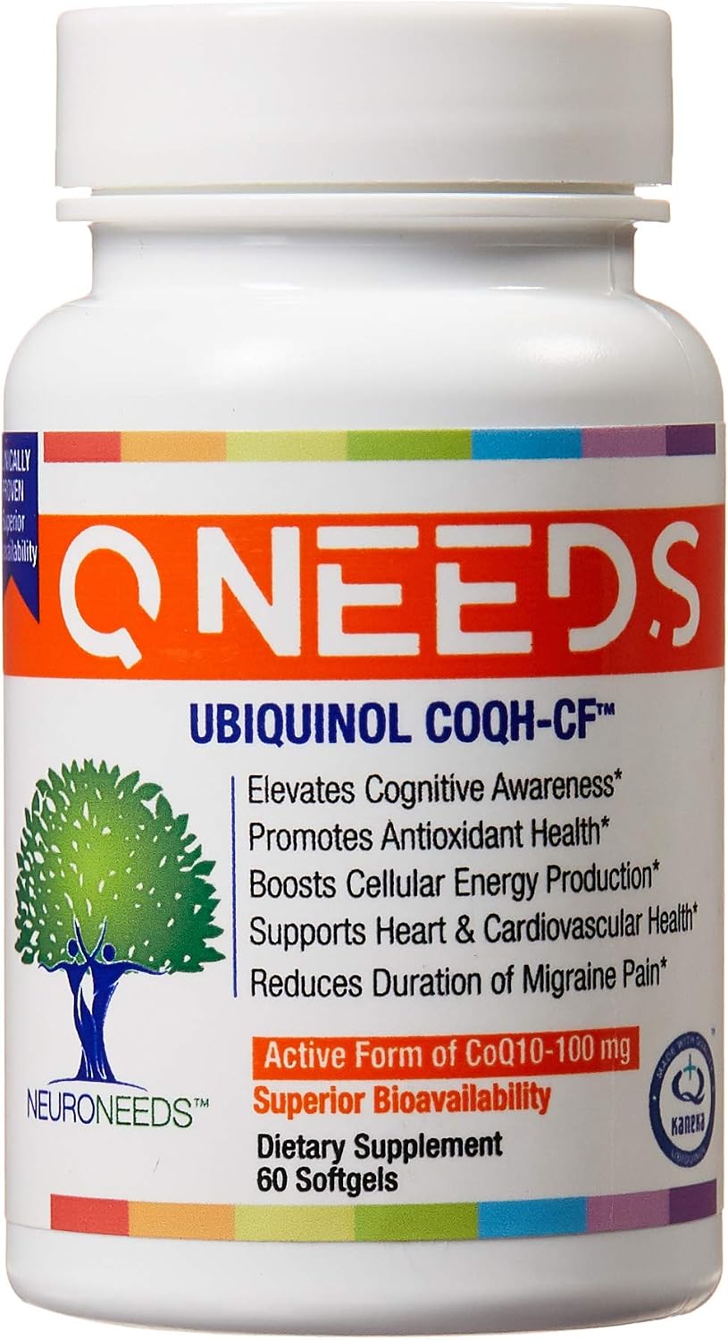 QNeeds® coqh-cf Ubiquinol 100 mg COQ10 Clinically Proven Enhanced Delivery for Maximum Absorption, Enhanced Mitochondrial Support