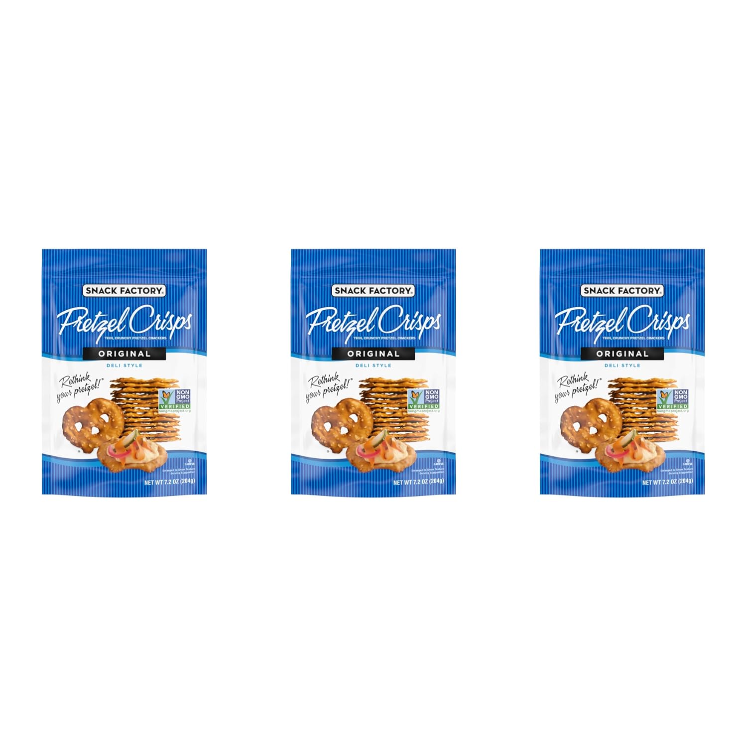 Snack Factory Original Pretzel Crisps, Non-GMO, 14 oz Party Size Bag