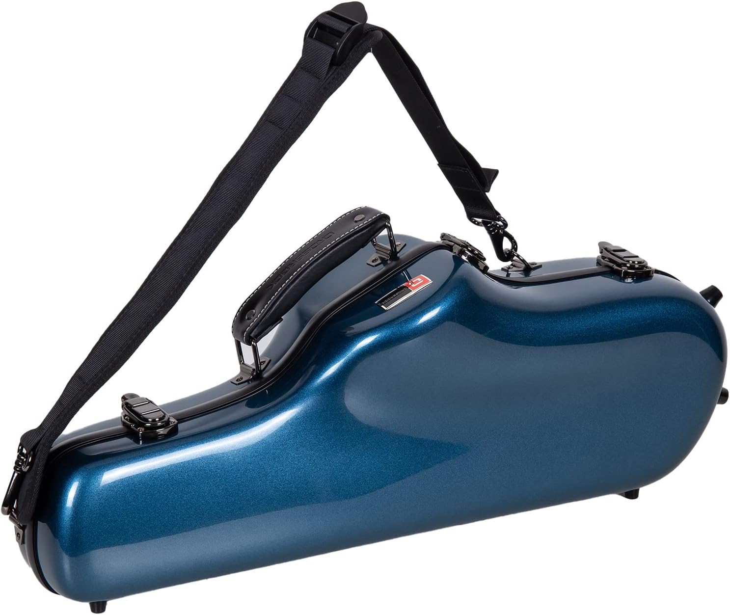 Crossrock Alto Saxophone Case-Fiberglass Hardshell with Backpack Straps in Blue