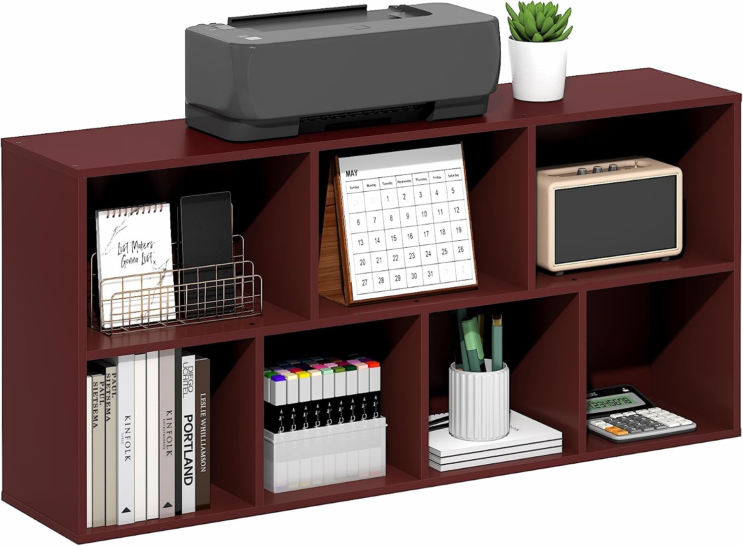Furinno LUDER Book Shelf, 5-Cube Bookshelf, Easy Assembly Bookcase with Open Shelves, 9.4 x 19.7 x 31.5, for Living Room, Bedroom, Home Office, Darkwood