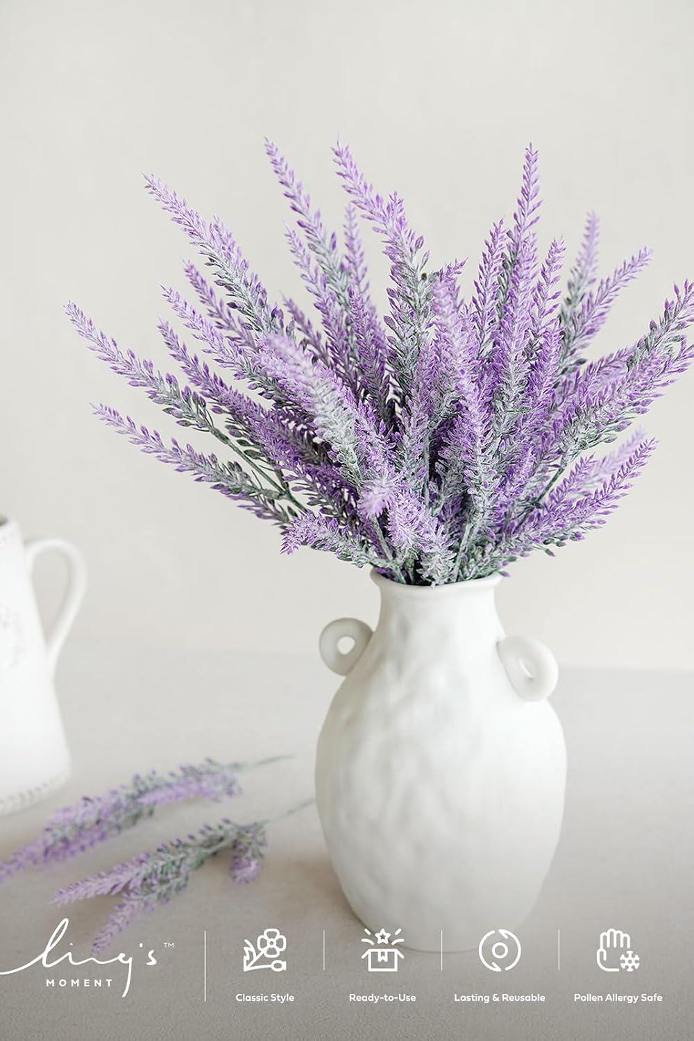 Ling's moment Artificial Purple Lavender, 4 Bushes Fake Lilac Flower