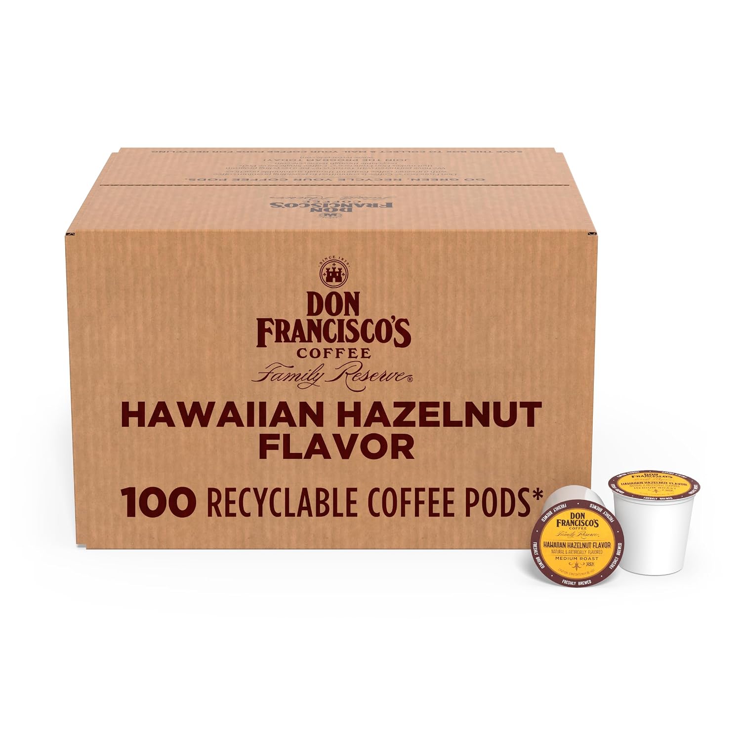 Don Francisco's Hawaiian Hazelnut Coffee Pods, Medium Roast, 24ct | Compatible with Keurig Coffee Pod Brewers, 100% Arabica Coffee, Convenient Single Serve Brewing, Fresh Brew in Every Cup