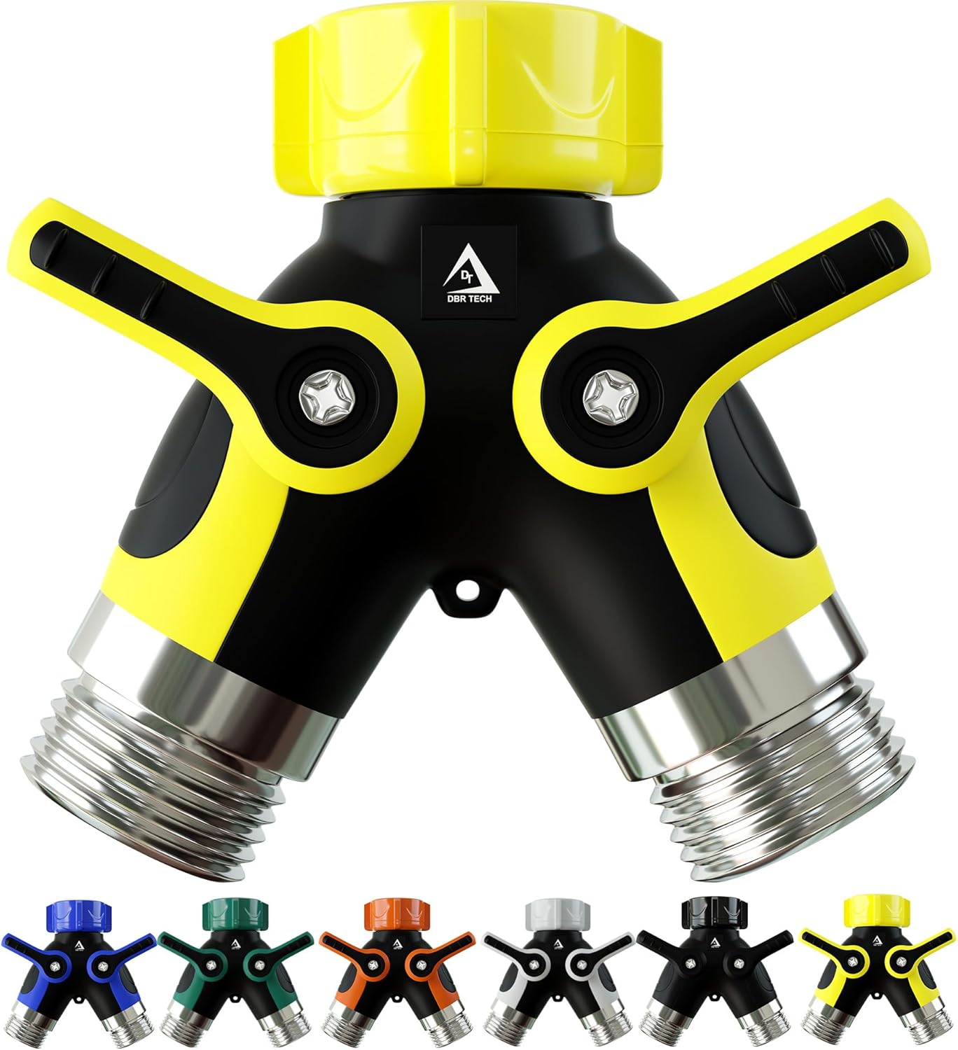 DBR Tech® Hose Splitter 2 Way, Heavy Duty Metal Connector, Two Way Garden Hose Splitter, High Flow Spigot Faucet Bib Adapter