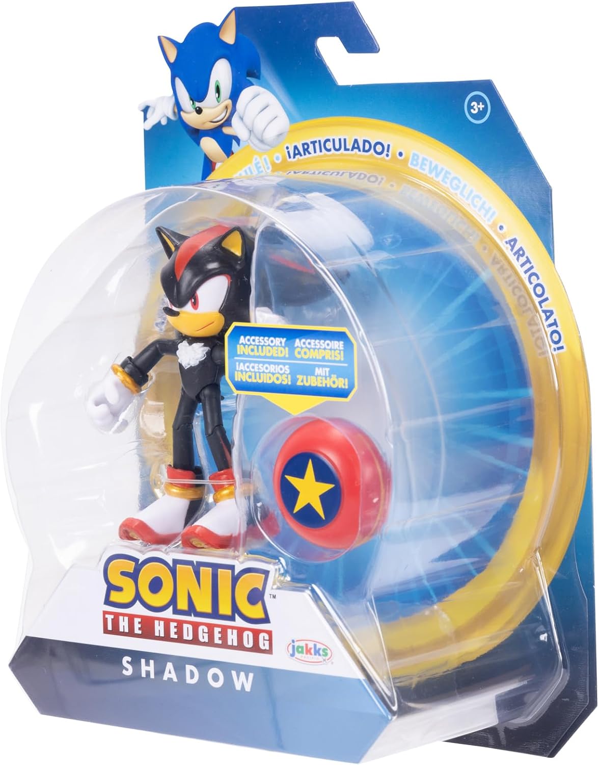 Sonic the Hedgehog 4-inch Shadow Action Figure with Star Spring Accessory. Ages 3+ (Officially licensed by Sega)