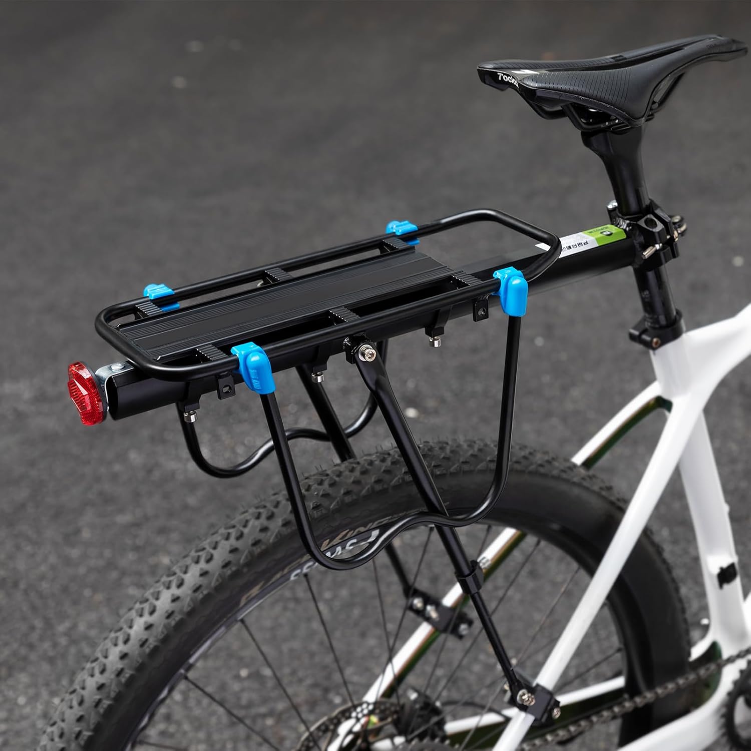 ROCKBROS Rear Bike Rack Quick Release Bike Cargo Rack for Luggage Commuting | Easy to install,heavy duty steel,red reflector,side protection,quick release system,rear back pannier rack with intructions