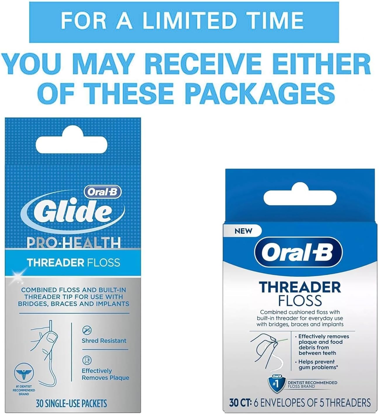 Glide Threader Floss, 30 Single-Use Packets each (Value Pack of 10)