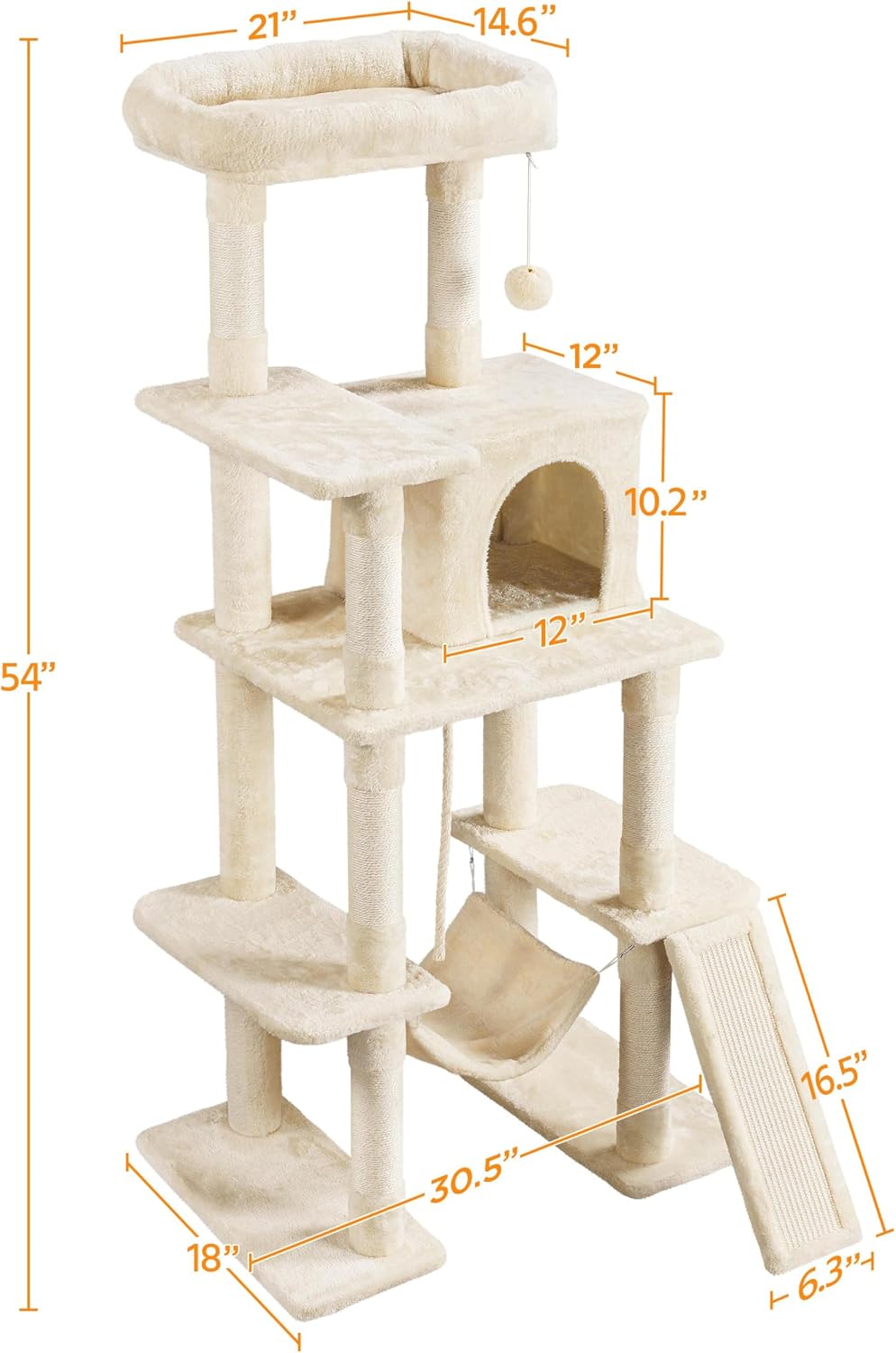 Yaheetech 63in Sturdy Large Cat Tree for Indoor Heavy Cats, Tall Tower